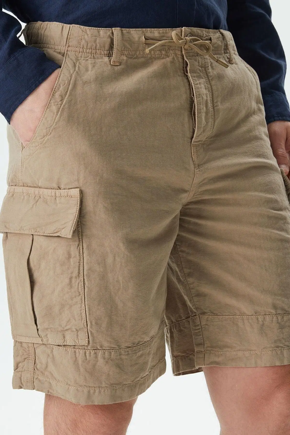 Lacoste Men's Relaxed Fit Brown Bermuda Shorts Erkek Kargo Cepli Rahat Kesim Pamuk Keten Şort Kahve