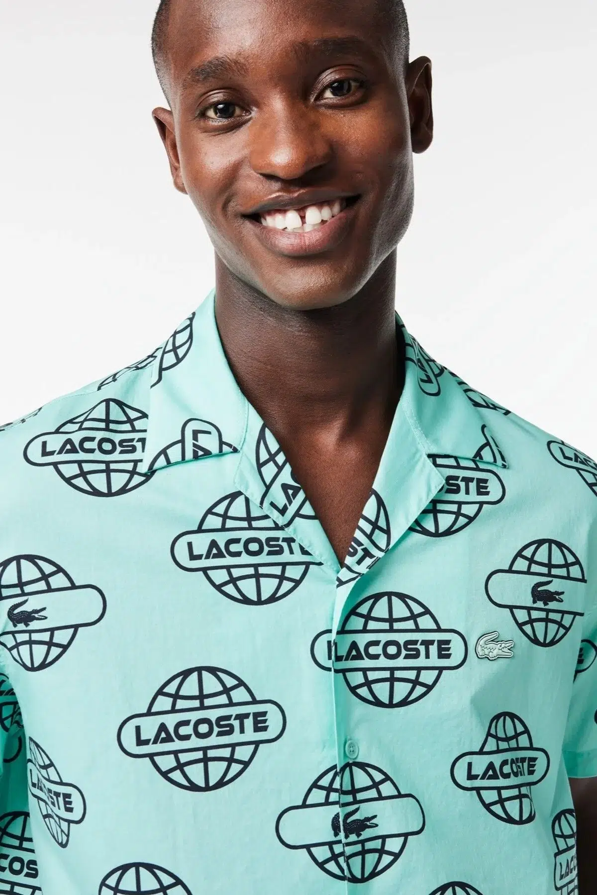 Lacoste Men's Relaxed Fit Green Shirt Bol Kesim Desenli Erkek Gömlek Yeşil