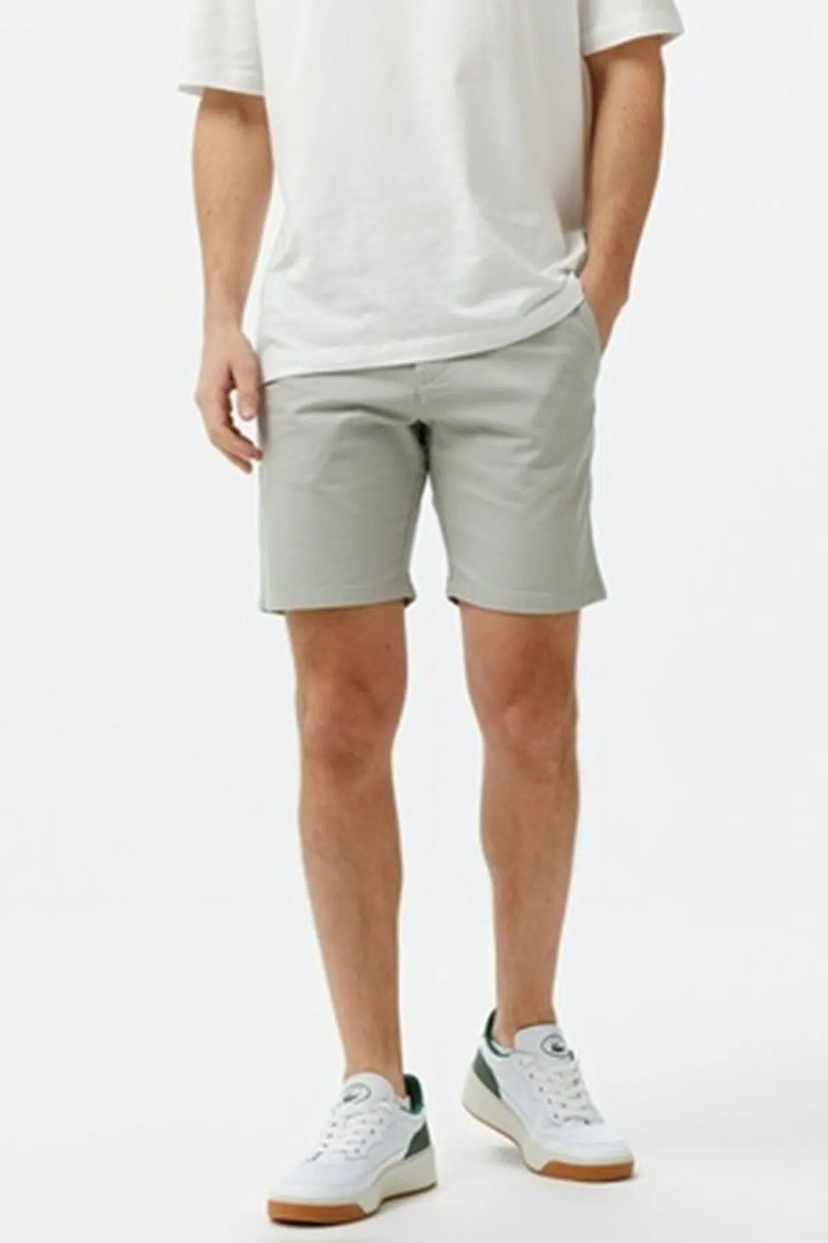 Lacoste Men's Slim Fit Bermuda Shorts Erkek Dar Kesim Keten Bermuda Şort Gri
