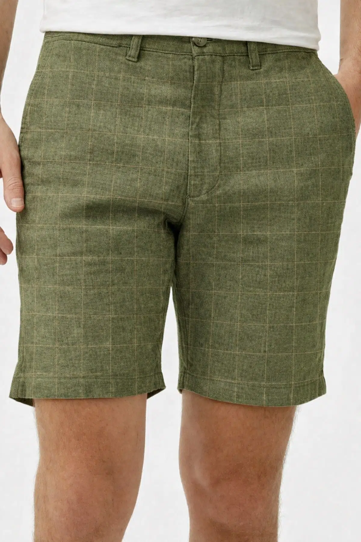 Lacoste Men's Slim Fit Bermuda Shorts Erkek Dar Kesim Keten Bermuda Şort Haki
