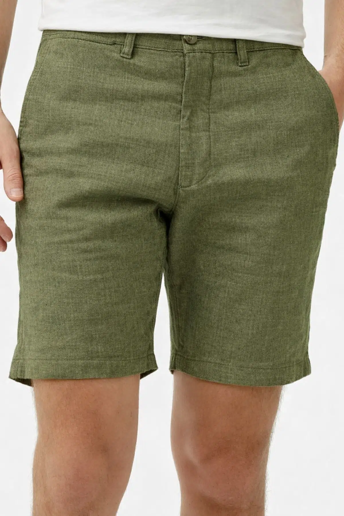 Lacoste Men's Slim Fit Bermuda Shorts Erkek Dar Kesim Keten Bermuda Şort Yeşil
