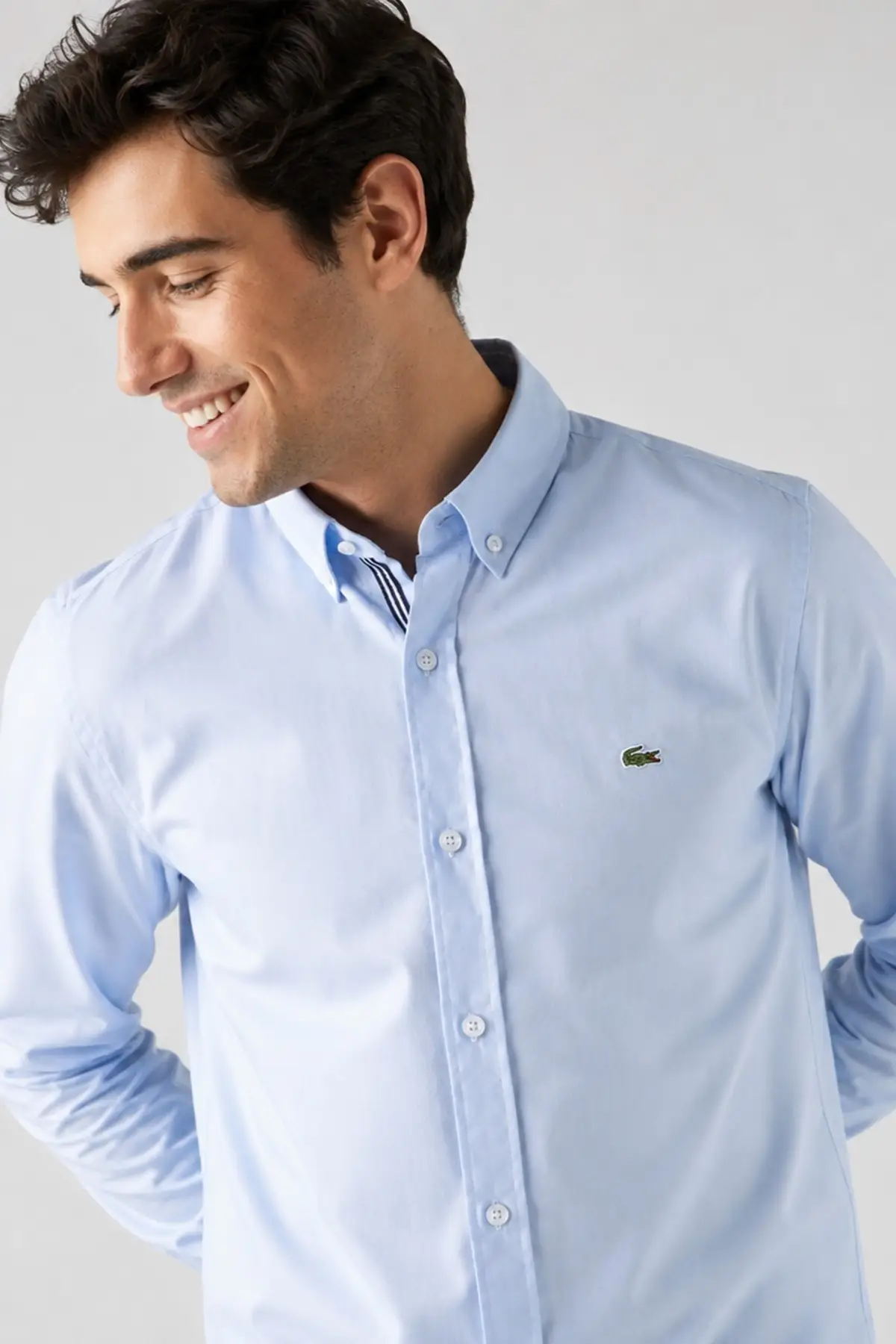 CH1948.48M Lacoste Men's Slim Fit Blue Shirt Slim Fit Pamuklu Erkek Gömlek Mavi