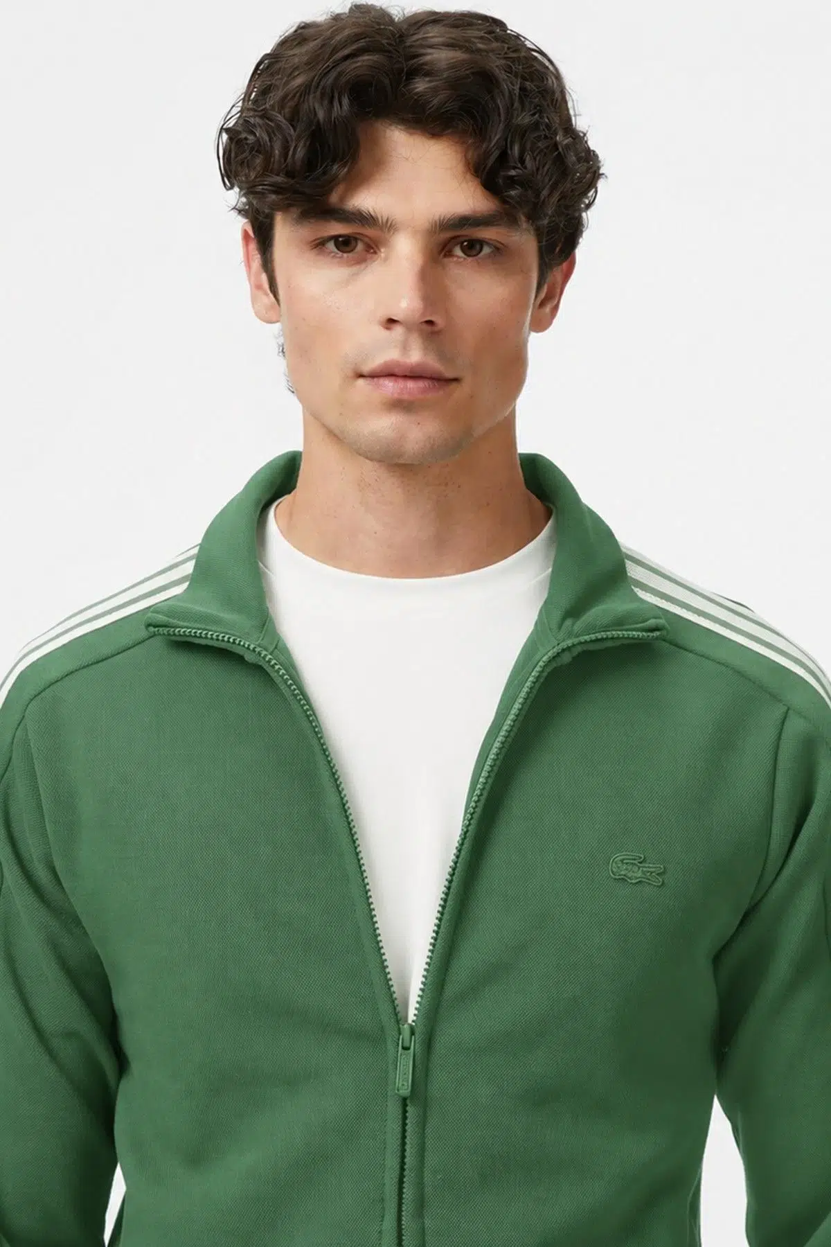 Lacoste Men's Slim Fit Zip Up Monogram Sweatshirt Erkek Tam Fermuarlı Logolu Sweatshirt Yeşil