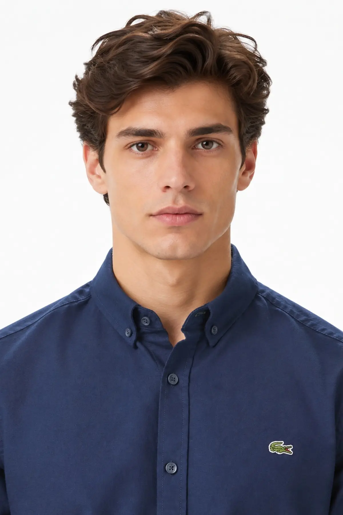 CH0511-001 Lacoste Mens Regular Fit White Shirt Standart Kesim Çıtçıt Düğmeli Fermuar Cepli Erkek Gömlek Beyaz