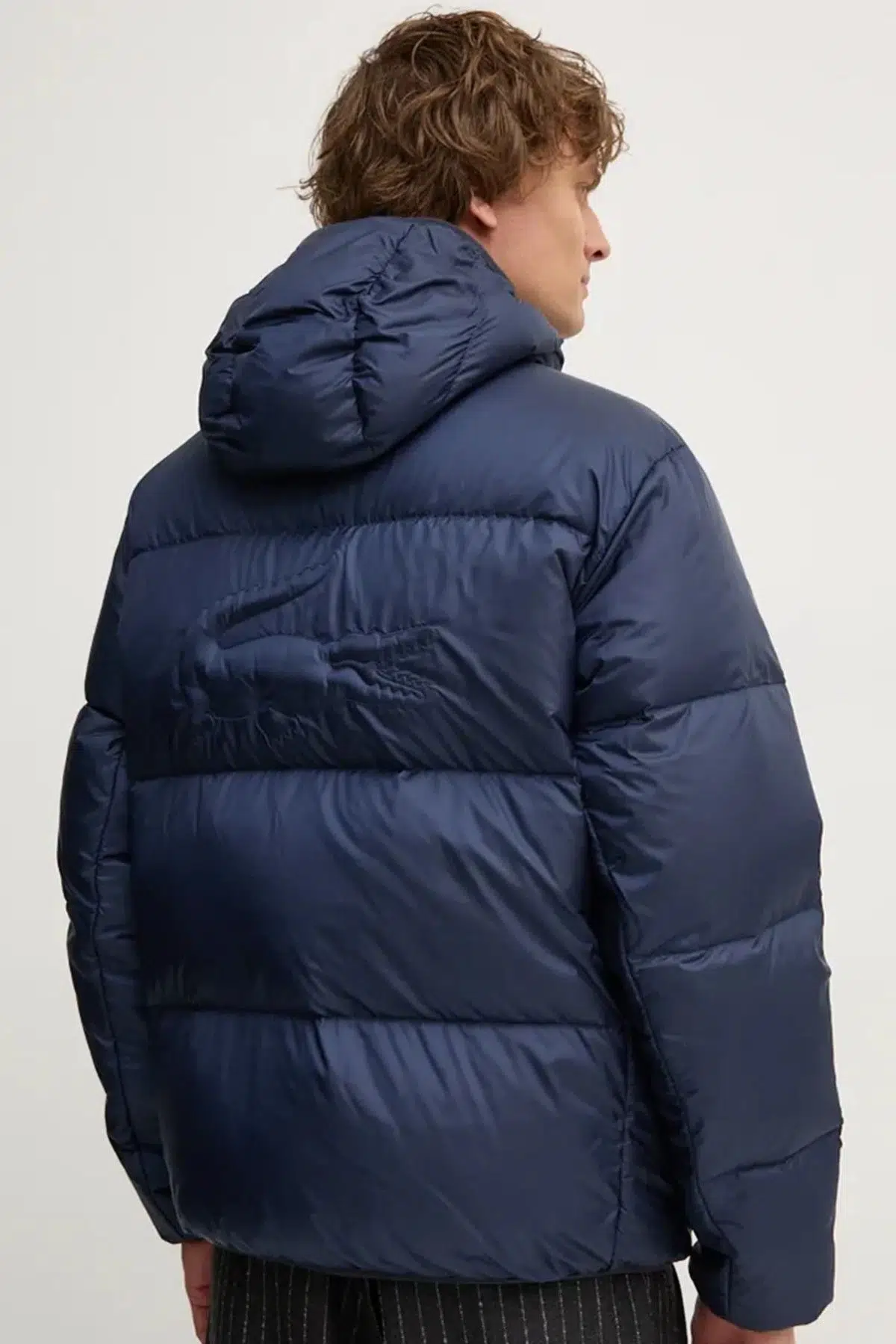 Lacoste Relaxed Fit Down Fill Jacket Kaztüyü Dolgu Sabit Kapüşonlu Lacivert Mont