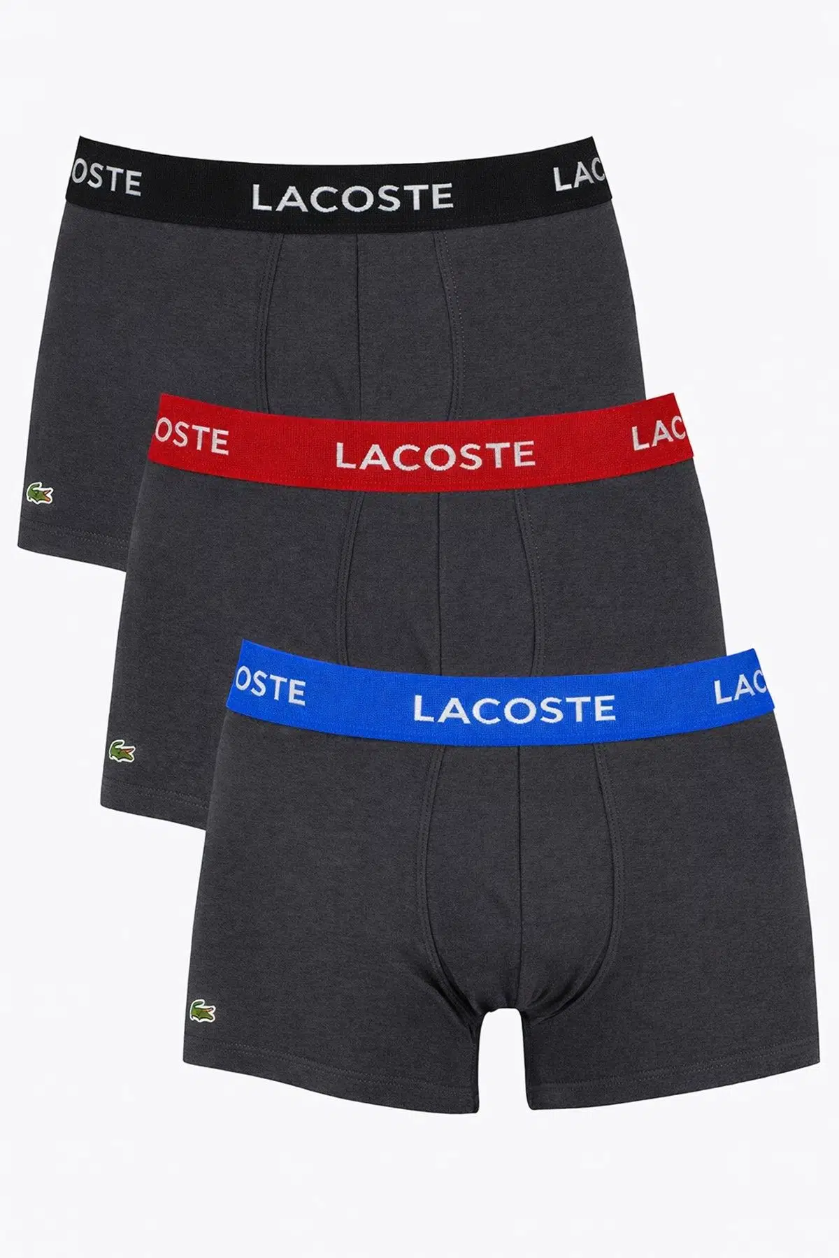 Lacoste Motion Microfiber Erkek 3lü Logolu Boxer Antrasit