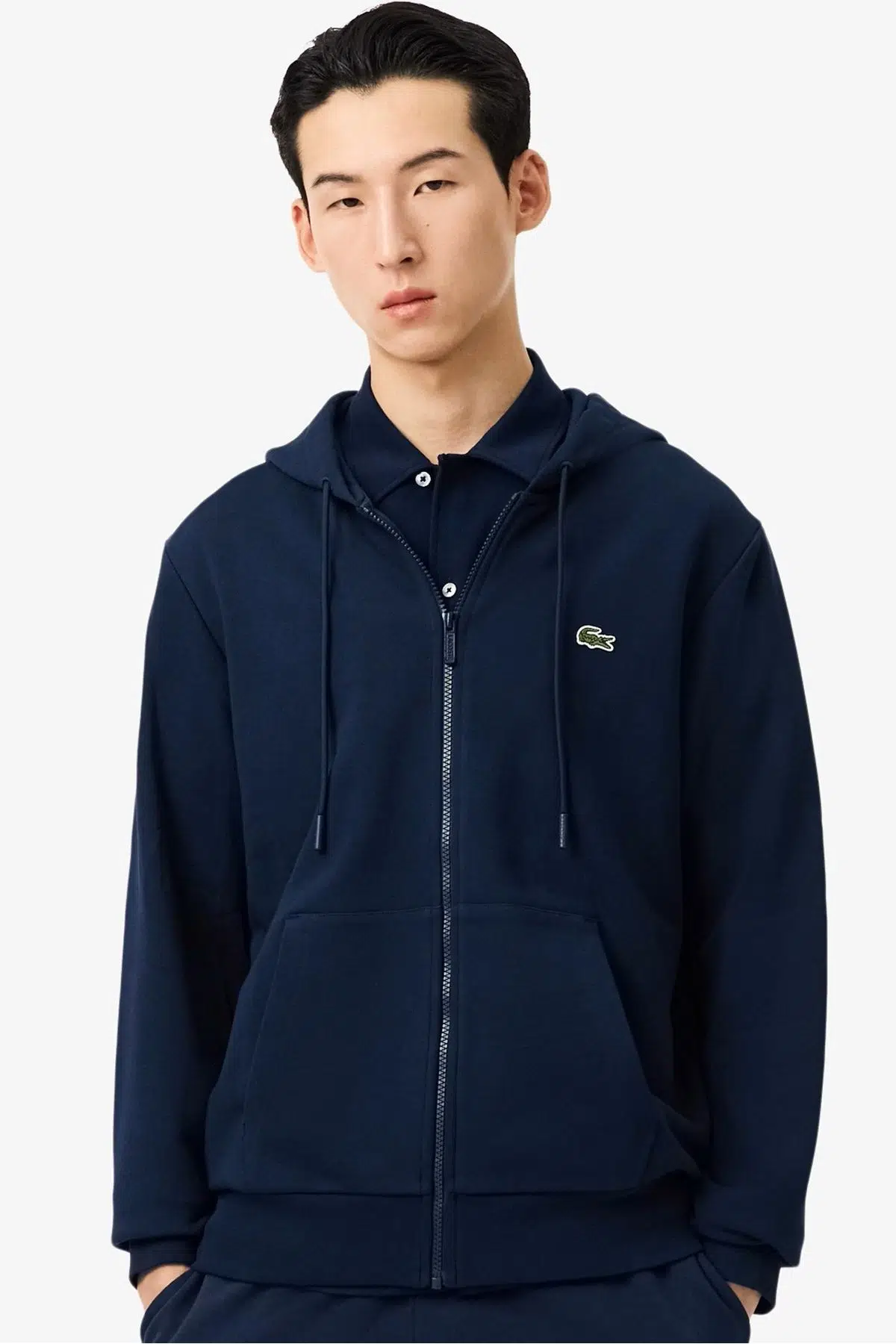 Lacoste Men's Full Zip Hoodie Sweatshirt Erkek Kapüşonlu Tam Fermuar Sweatshirt Lacivert