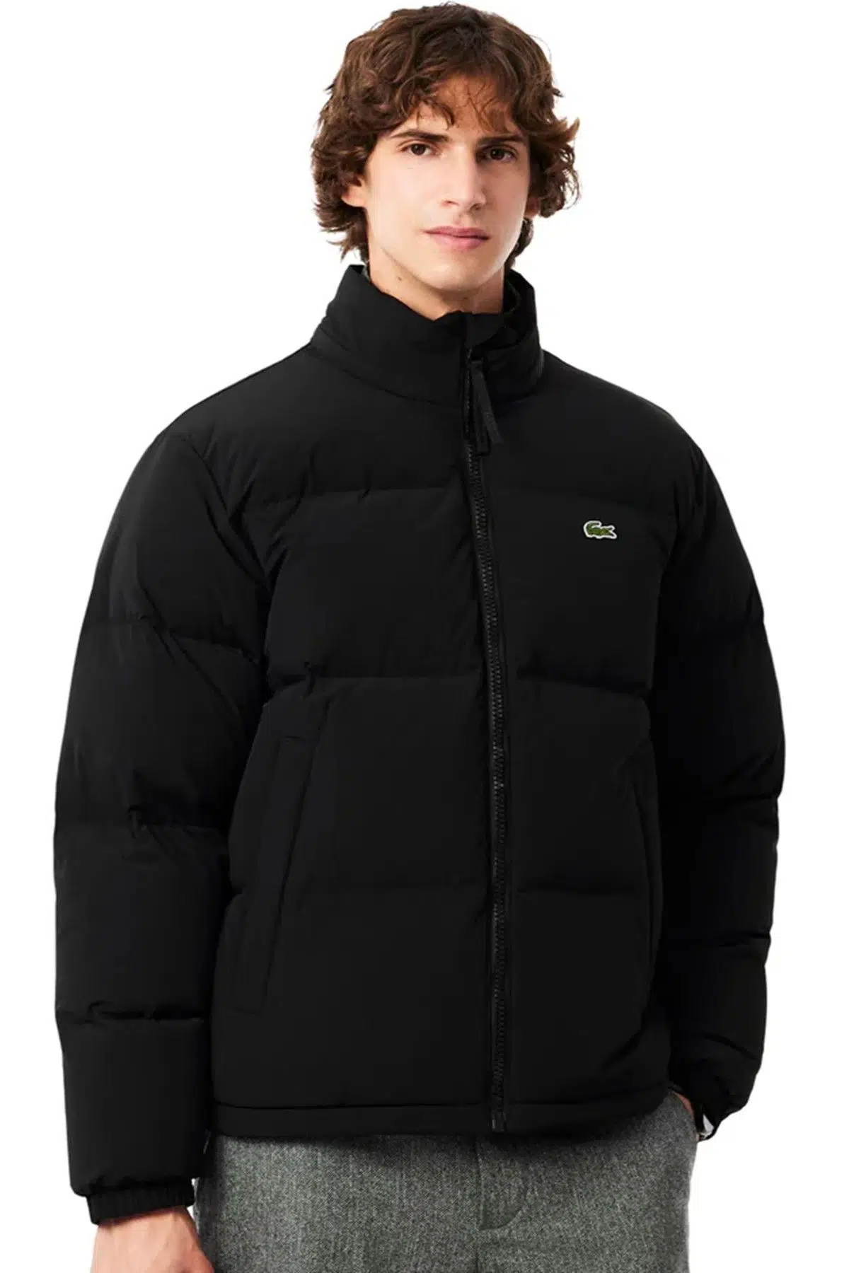 Lacoste Relaxed Fit Down Fill Mens Jacket Gizlenebilir Kapüşonlu Rahat Kesim Suya Dayanıklı Erkek Kaz tüyü Mont Siyah