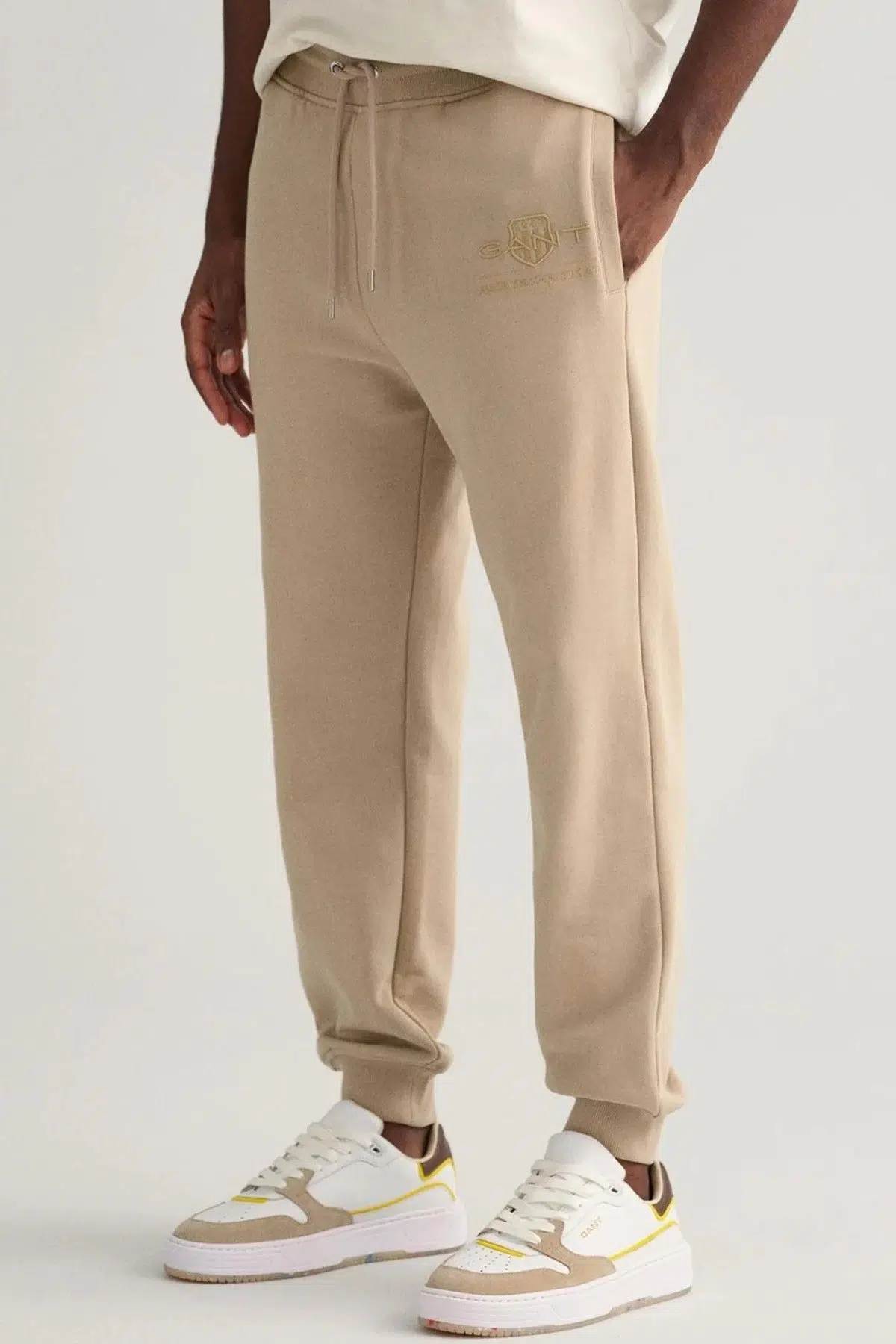GANT Men's Regular Fit Sweatpants With Logo Beige Erkek Regular Fit Pamuk Eşofman Altı Bej