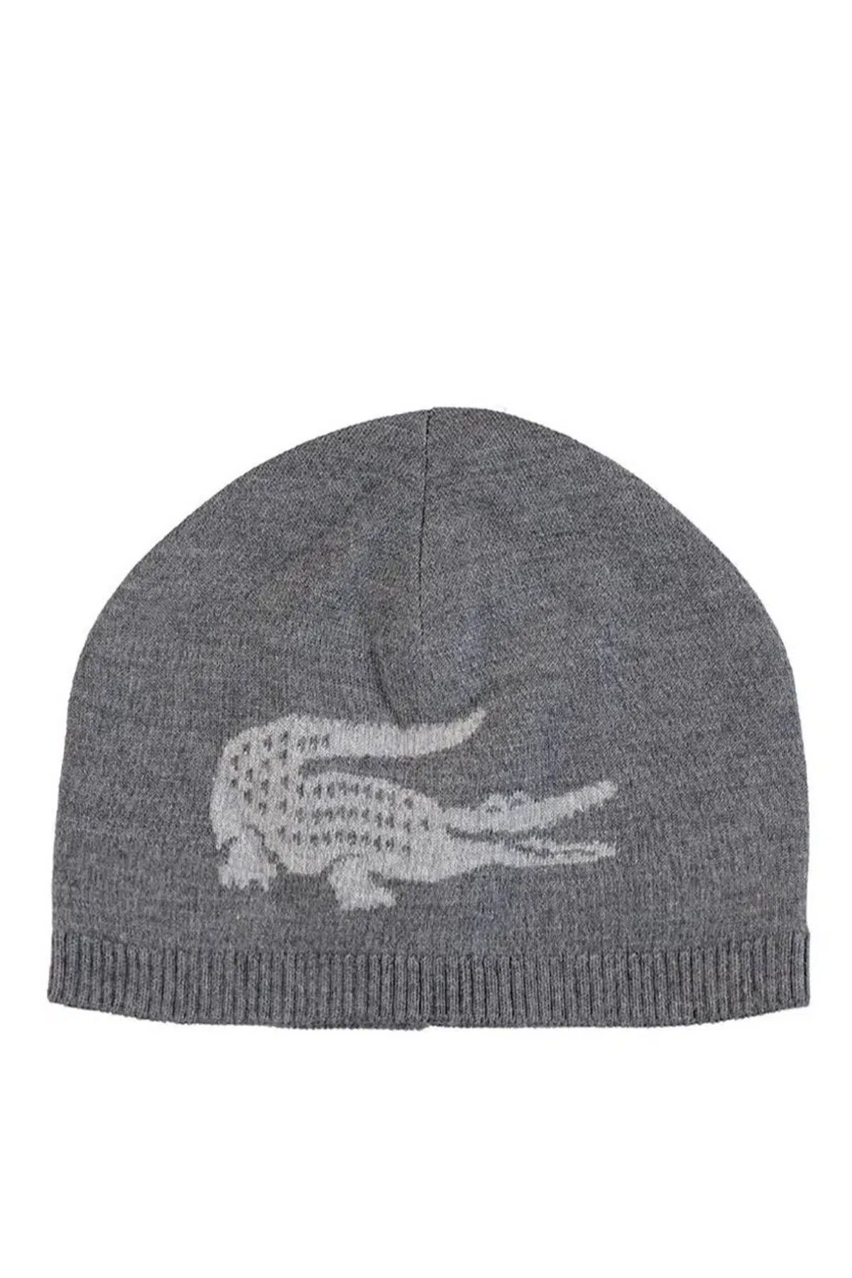 Lacoste Reversible Big Logo Desenli Çift Taraflı Erkek Bere Gri