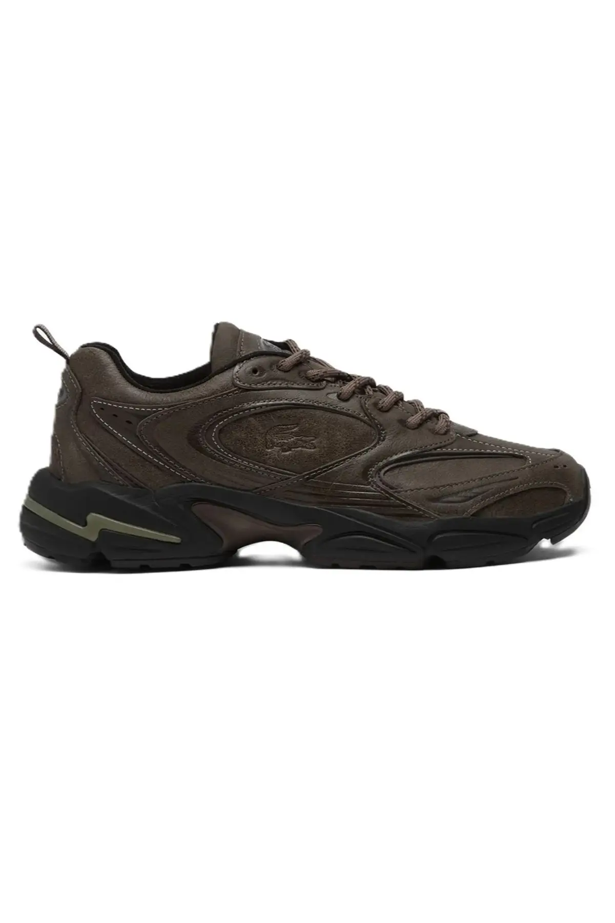 750SMA017T257 Lacoste Storm 96 2K SMA Leather Mens Sneaker Hakiki Deri Erkek Günlük Spor Ayakkabı Kahverengi