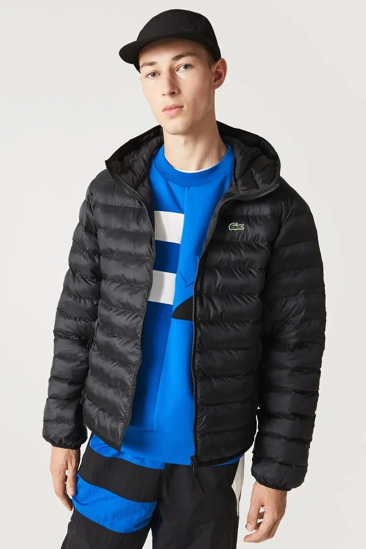 Lacoste Syntehic Fill Jacket Sabit Kapüşonlu Erkek Şişme Mont Siyah