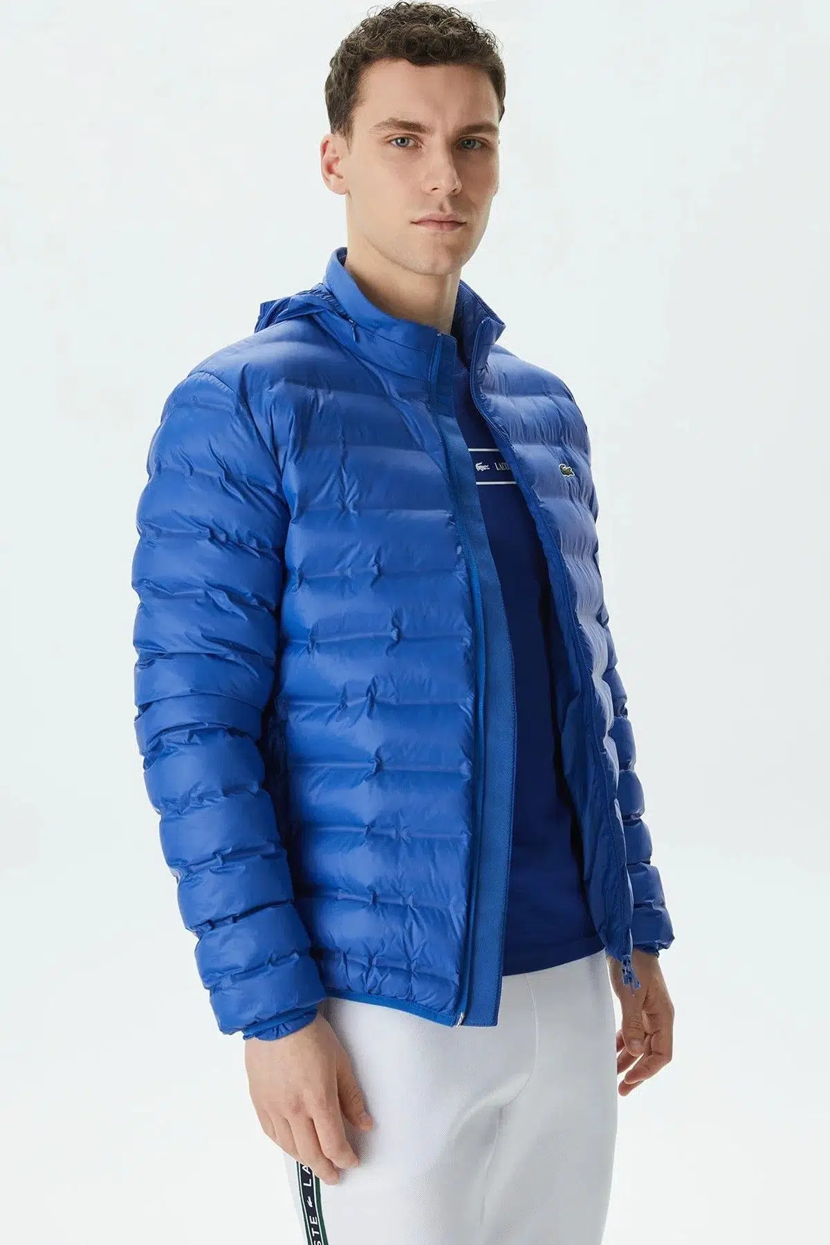 Lacoste Synthetic Fill Jacket Gizlenebilir Kapişonlu Şişme Erkek Mont Mavi