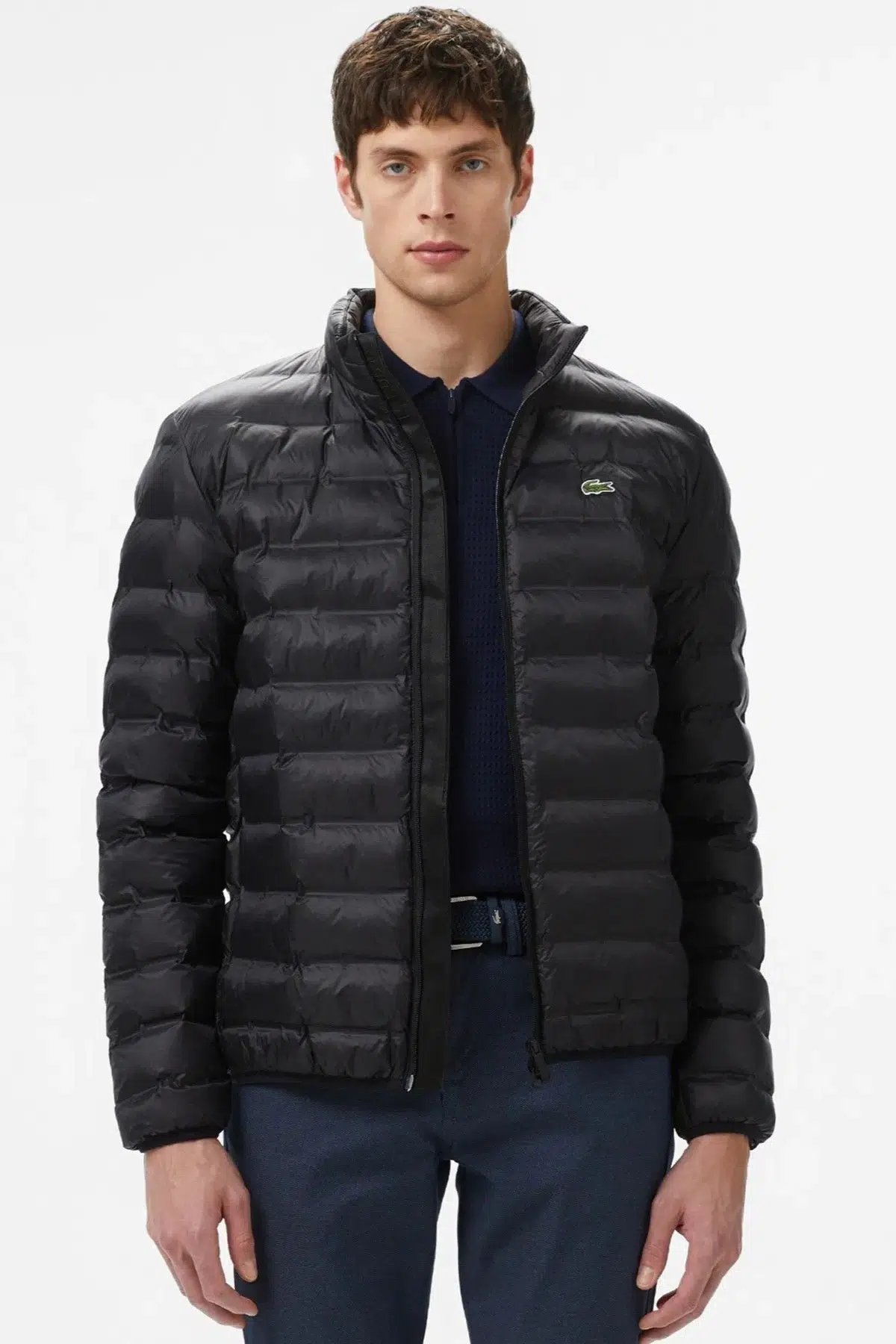 Lacoste Synthetic Fill Jacket Gizlenebilir Kapişonlu Şişme Erkek Mont Siyah