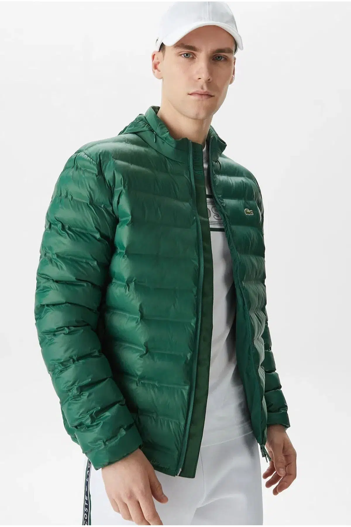 Lacoste Synthetic Fill Jacket Gizlenebilir Kapişonlu Şişme Erkek Mont Yeşil