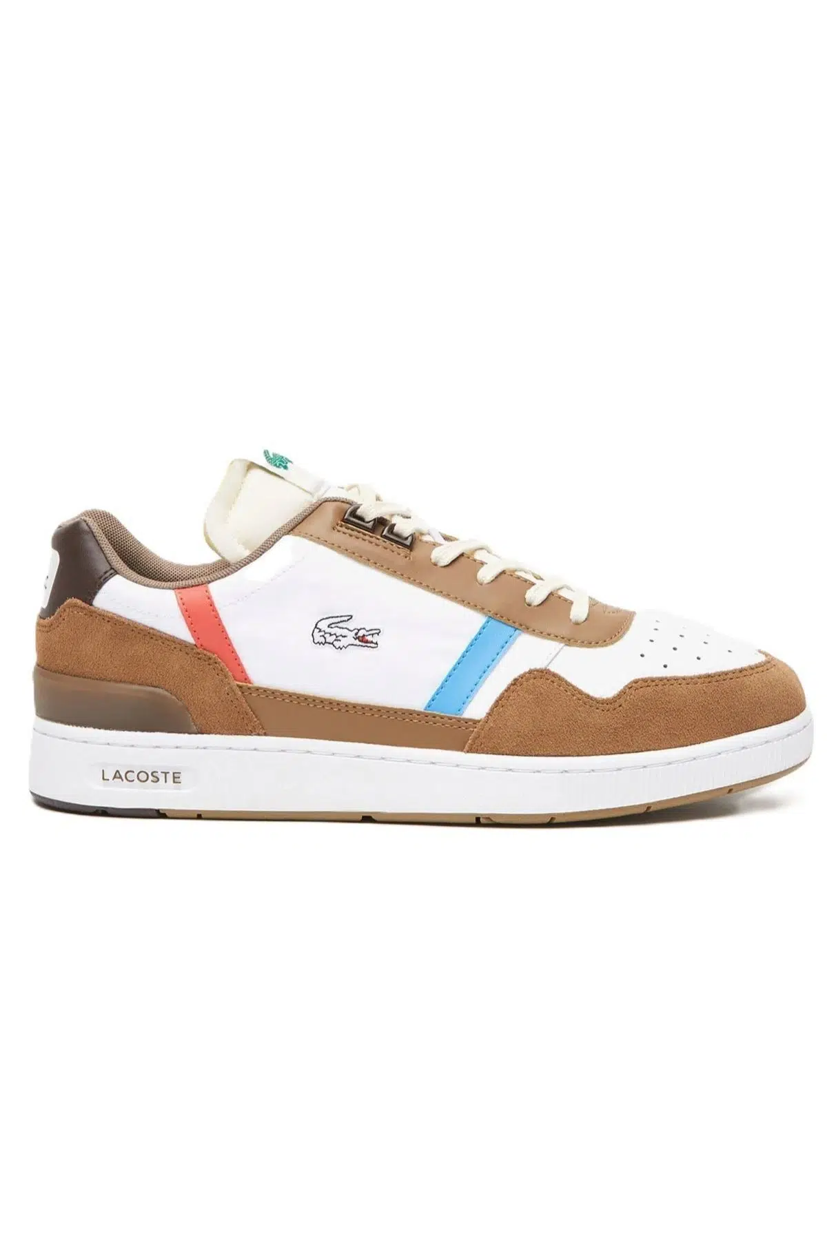 Lacoste T Clip 128 8 SMA Leather Mens Sneaker Hakiki Deri Erkek Günlük Spor Ayakkabı Beyaz kahverengi