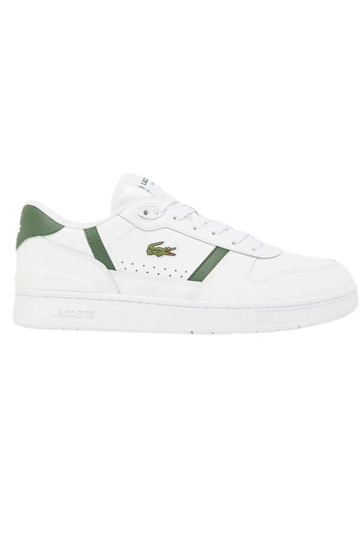 Lacoste T-Clip 224 2 SMA Leather Mens Sneaker Hakiki Deri Günlük Spor Ayakkabı Beyaz Yeşil