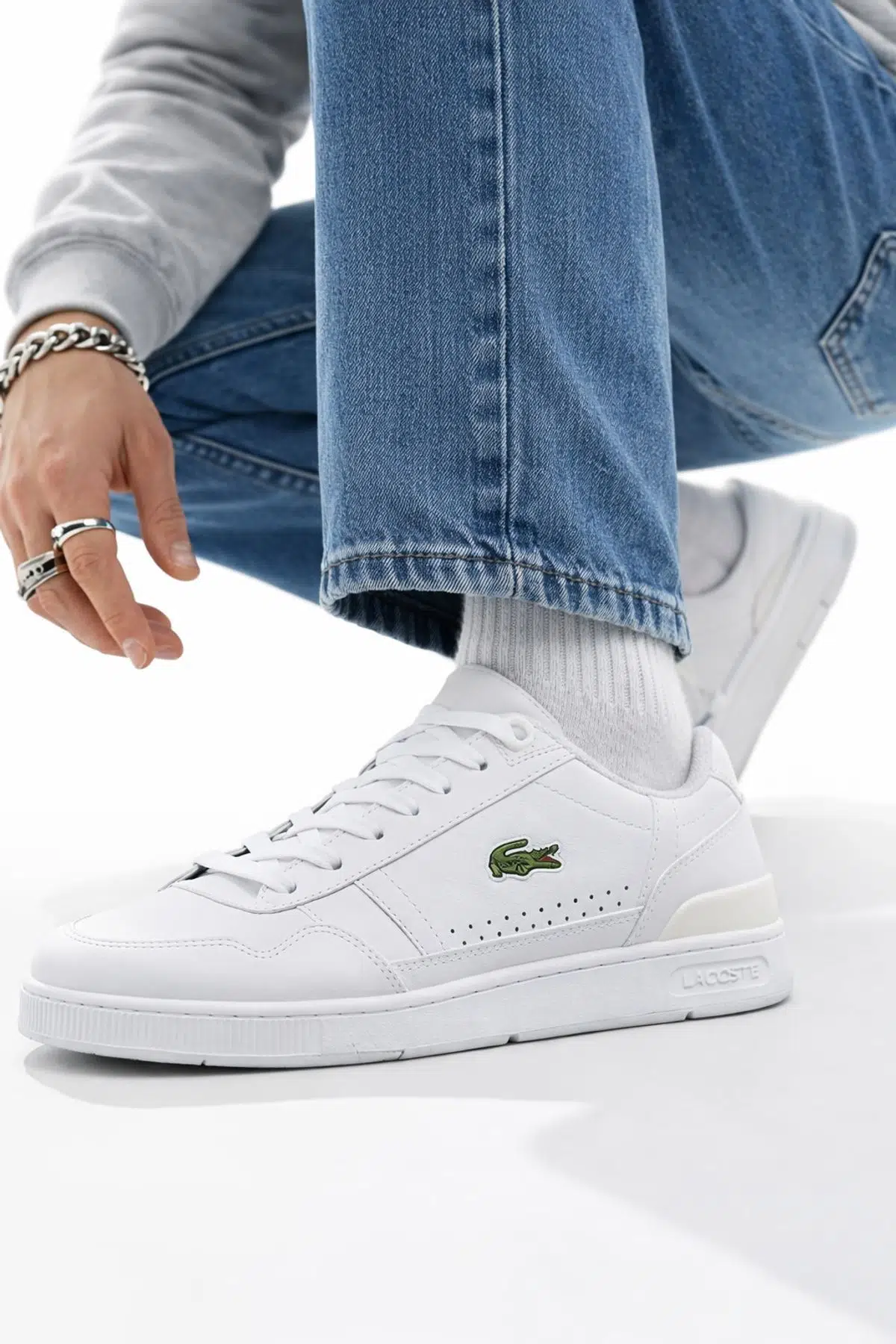 Lacoste T-Clip Hakiki Deri Erkek Beyaz Sneaker 
