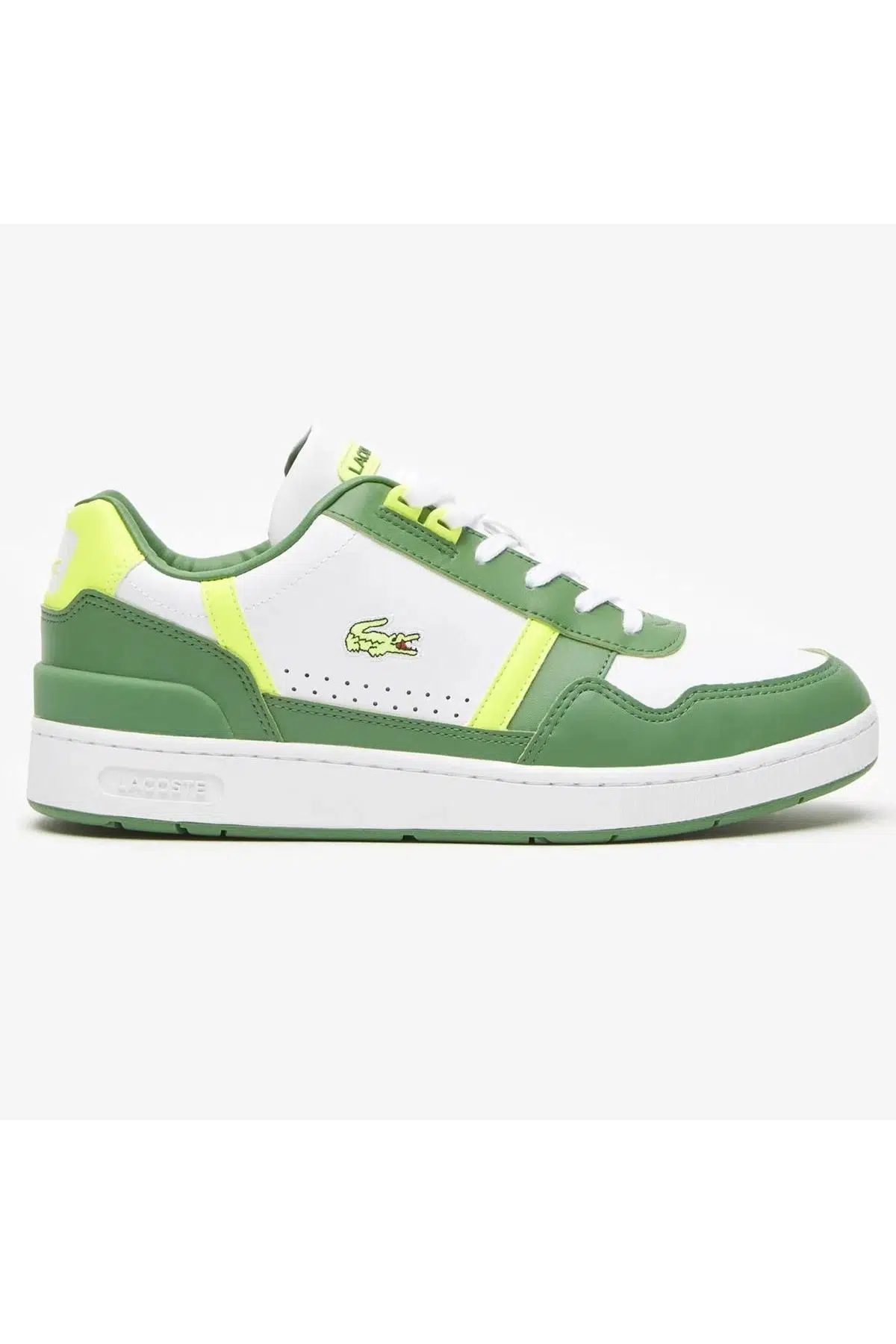 Lacoste T-Clip Hakiki Deri Erkek Sneaker Günlük Spor Ayakkabı Yeşil-Beyaz