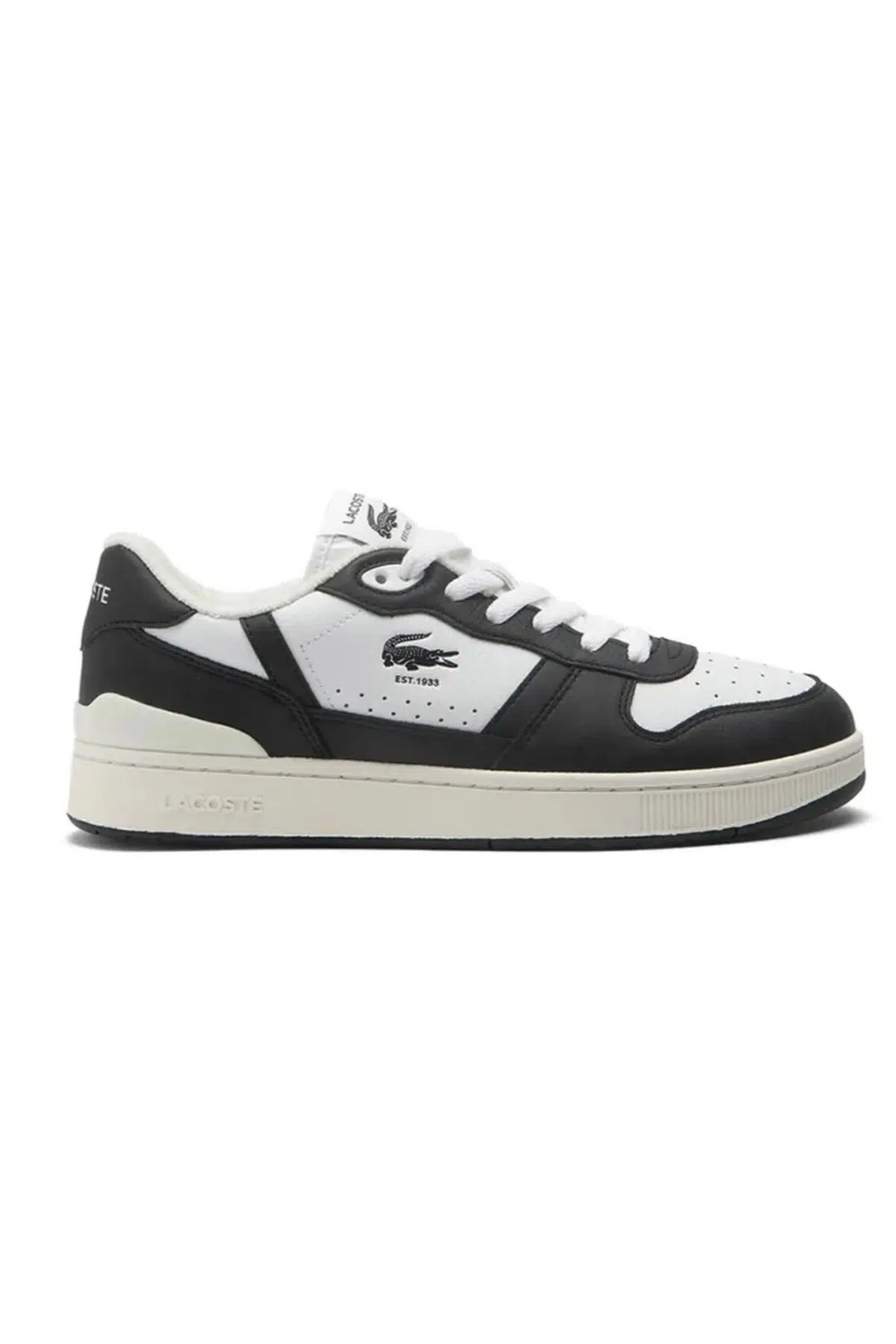 Lacoste T-Clip Set Leather Mens Black White Sneaker Hakiki Deri Erkek Günlük Spor Ayakkabı Siyah Beyaz
