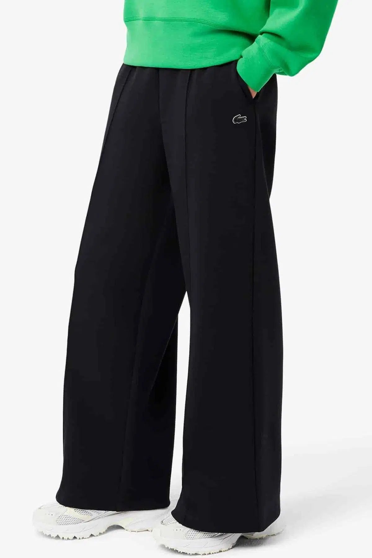 Lacoste Tech Fleece Regular Fit Pamuklu Likralı Bol Kesim ispanyol Paca Uzun Eşofman Altı Siyah