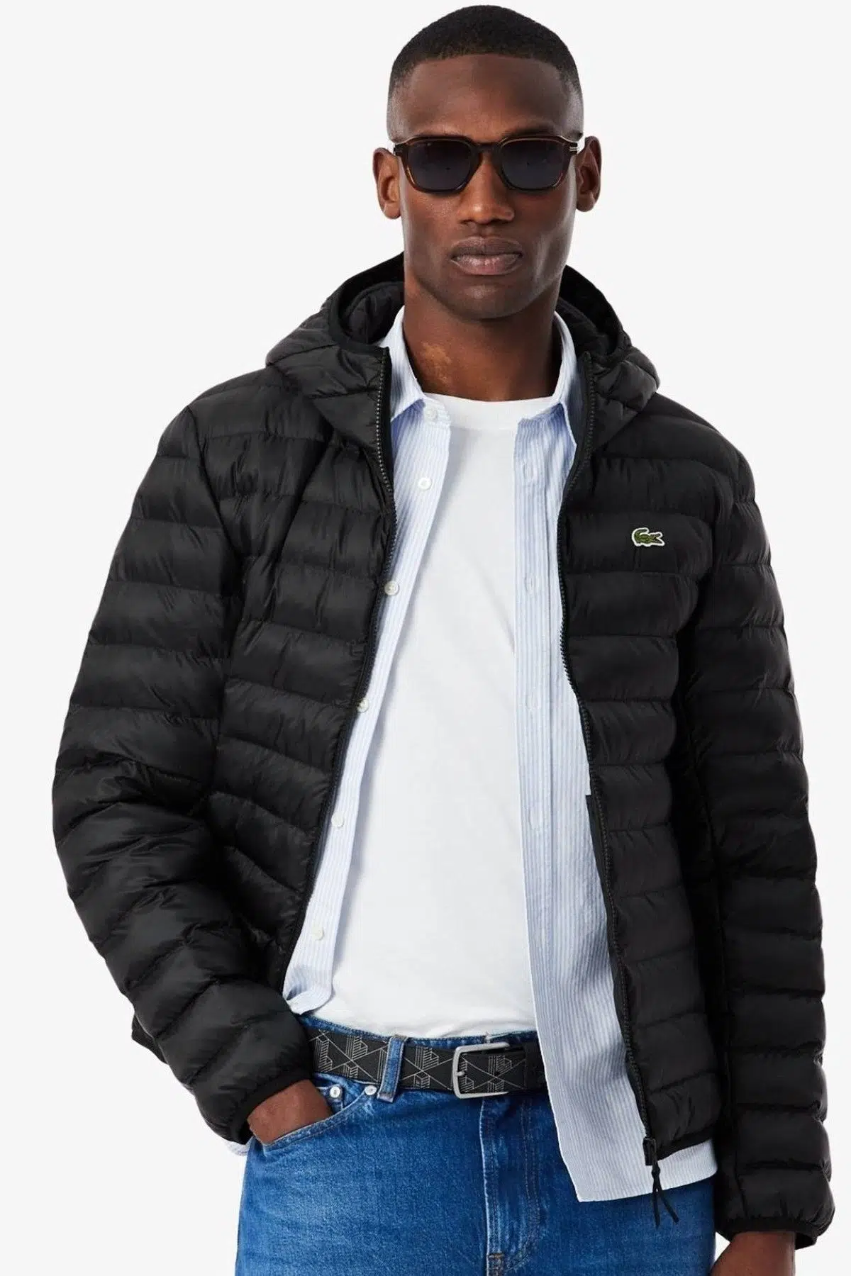 Lacoste Thermore Certified Synthetic Fill Jacket Kapüşonlu Şişme Erkek Mont Siyah
