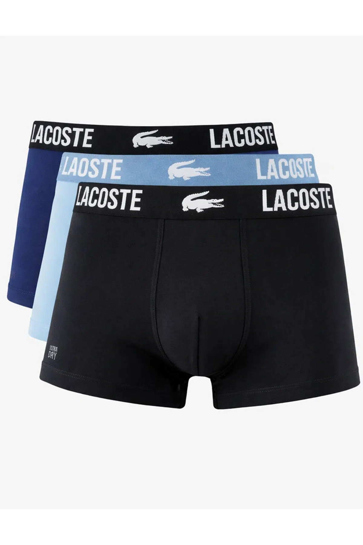 Lacoste Ultra Dry Cotton Stretch Ultra Comfortable Trunk Erkek 3lü Boxer Mavi Lacivert Siyah