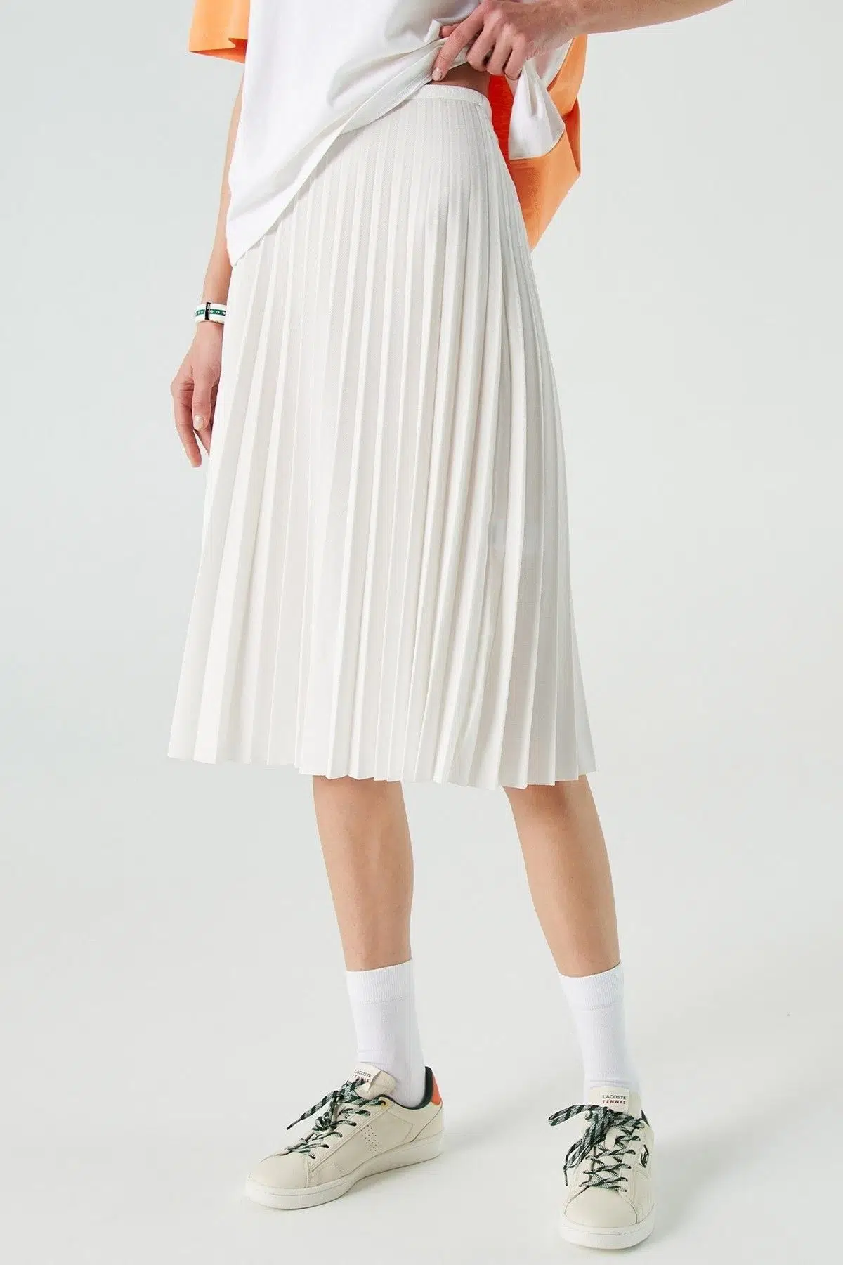 Lacoste Women's Pleated Skirt Pileli Kadın Etek Beyaz