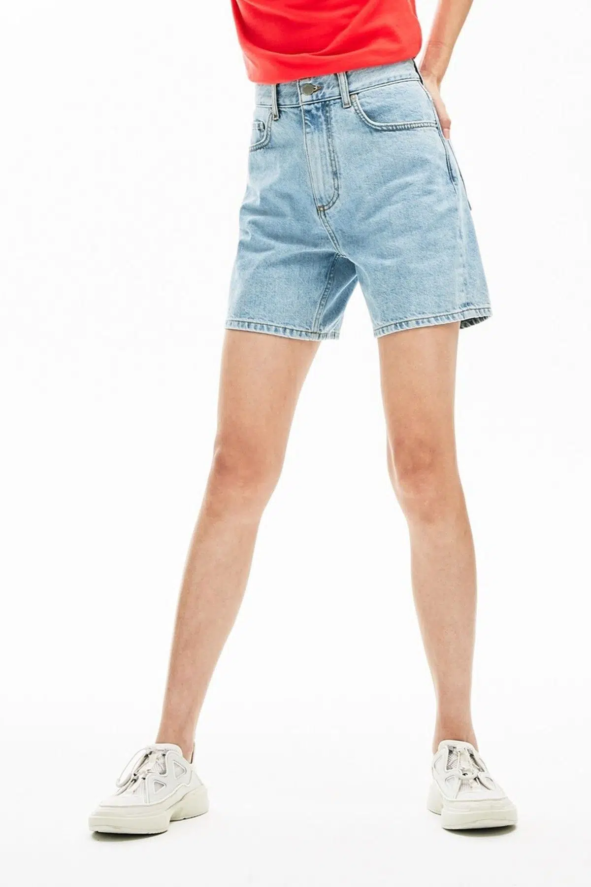 Lacoste Women's Regular Fit Denim Blue Bermuda Jean Shorts Kadın Şort Açık Mavi