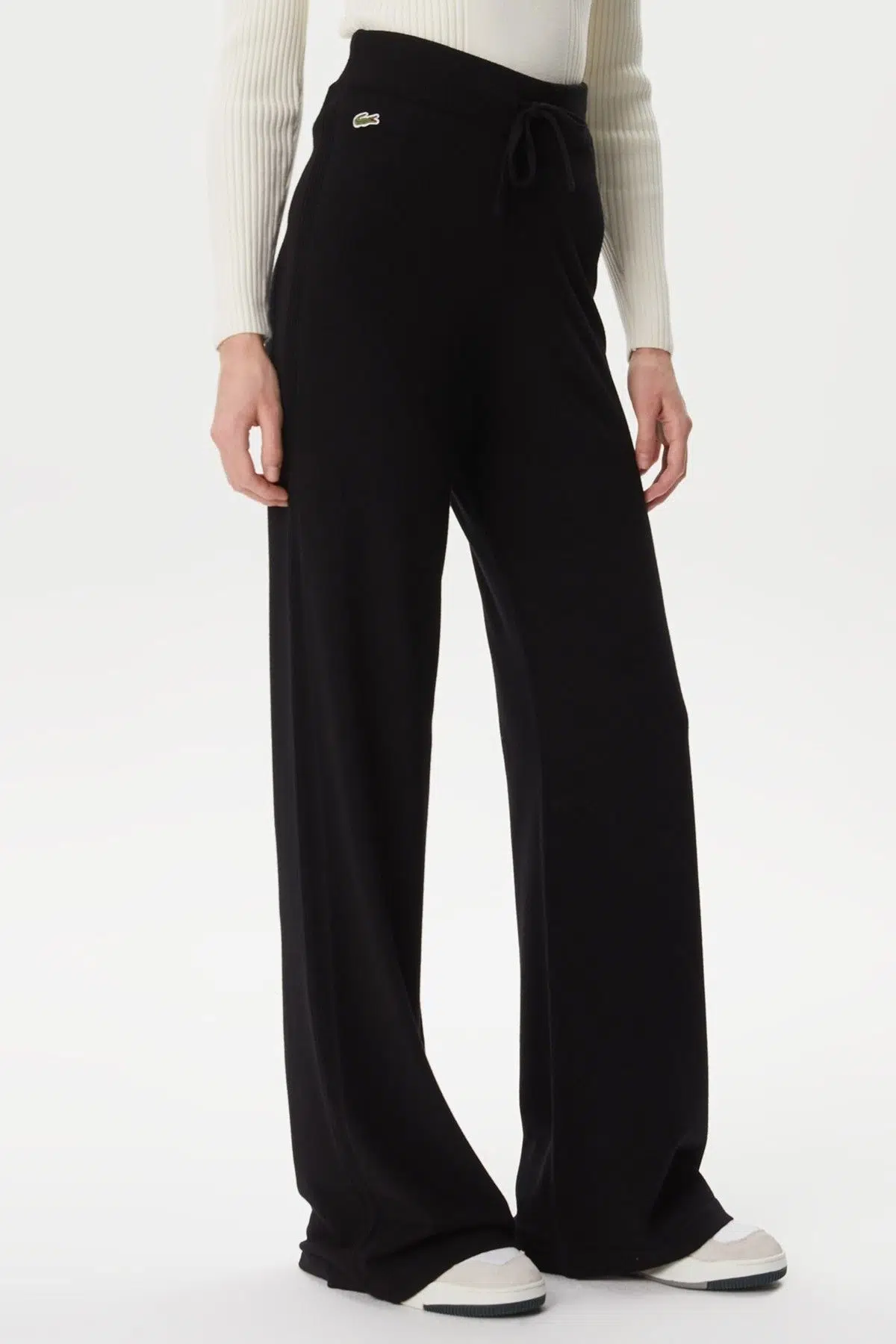 Lacoste Women's Straight Fit Black Trousers Kadın Düz Kesim Pantolon Siyah