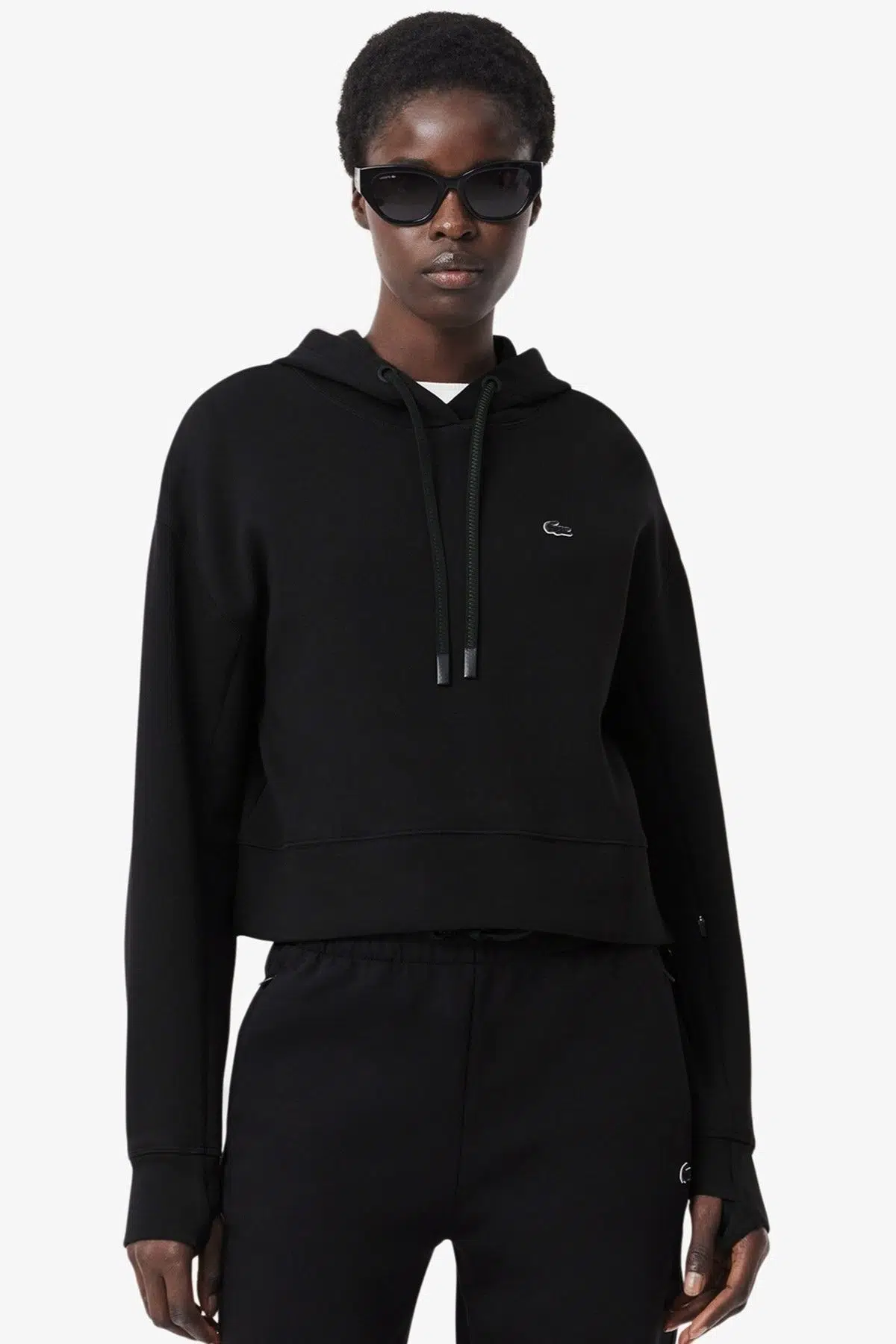 Lacoste Womens Relaxed Fit Sweatshirt Rahat Kesim Kapüşonlu Kadın Sweatshirt Siyah