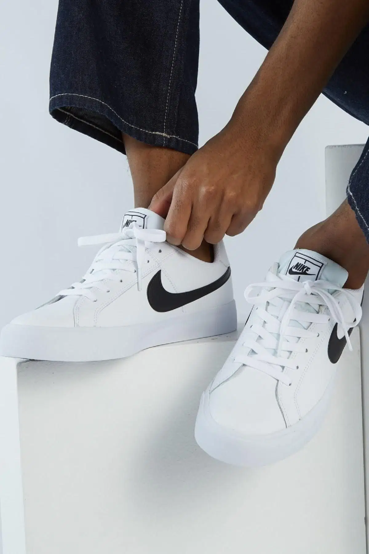 Nike A. C. Court Royal Leather Sneakers in White Hakiki Deri Beyaz Spor Ayakkabı BQ