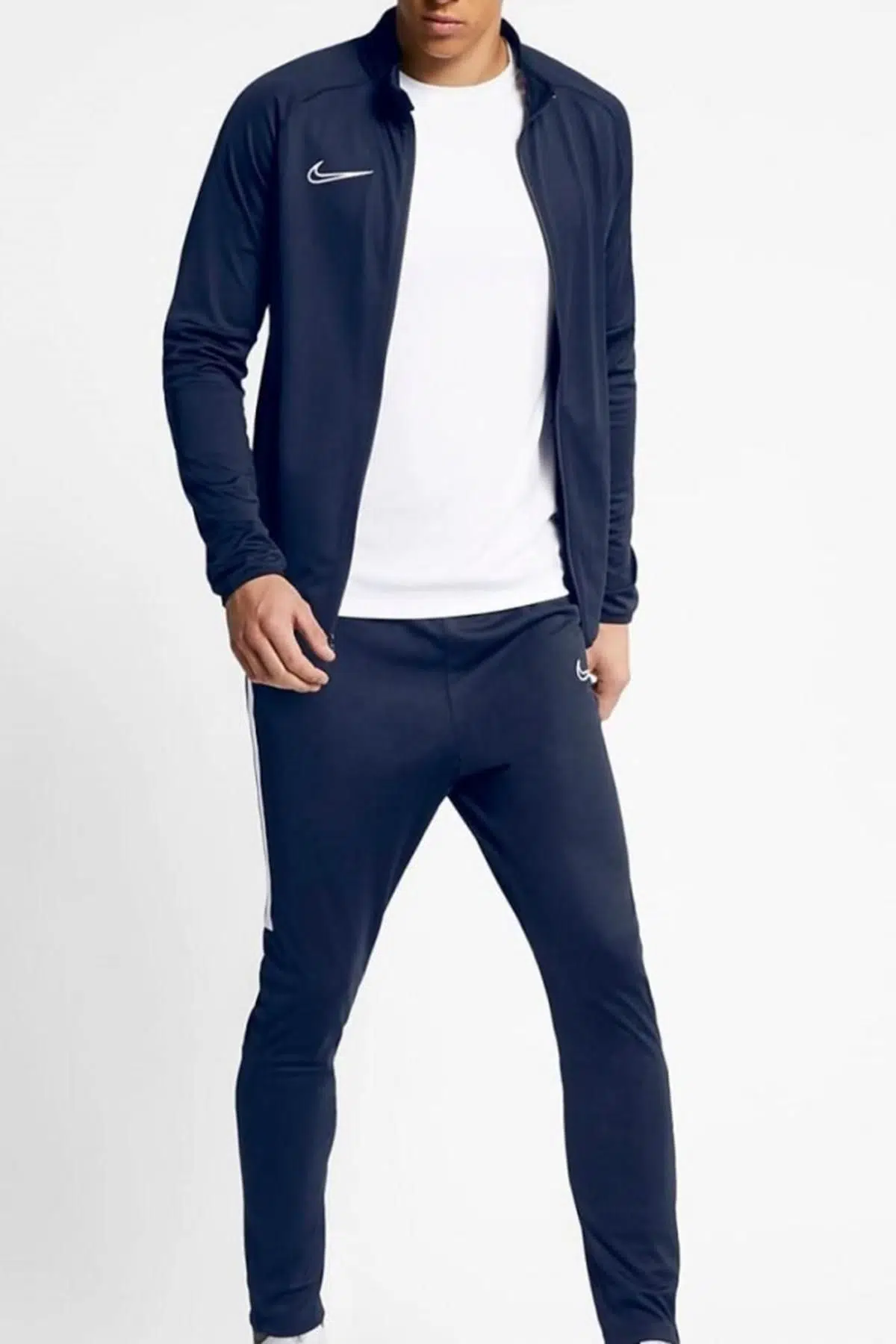Nike Academy Football Knit Track Suit Dark Blue/White ince Fit Eşofman Takımı Lacivert