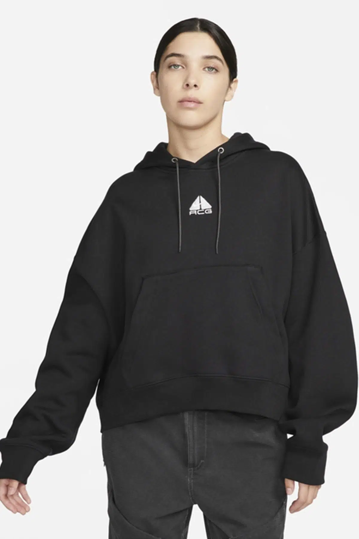 Nike ACG Therma-FIT Loose Fit "Tuff Knit" Fleece Hoodie Women's Kadın Bol Kesim Polar Sweatshirt Siyah