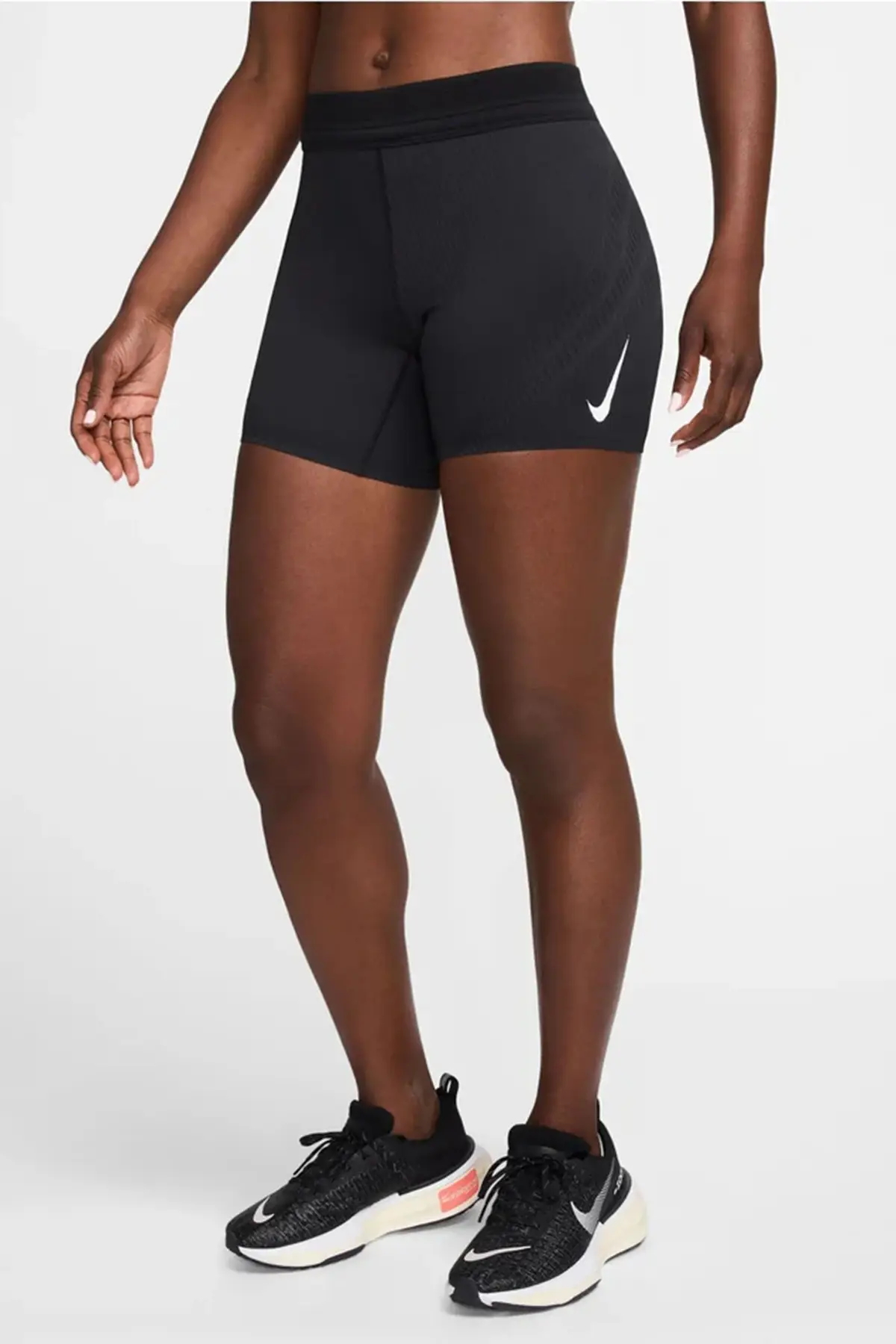 FN3271-010 Nike AeroSwift Faith Kipyegon Dri-FIT ADV Mr 5"Mid Rise Brief Lined Running Short Kadın Pileseli Slip Astarlı Koşu Şortu Siyah