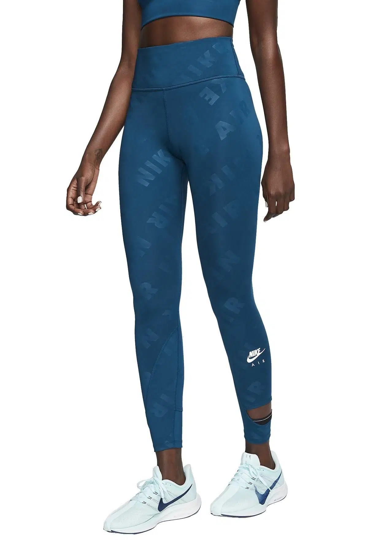 Nike Air Dry Running 7/8 High Rise Yüksek Belli Petrol Mavi Koşu Taytı 