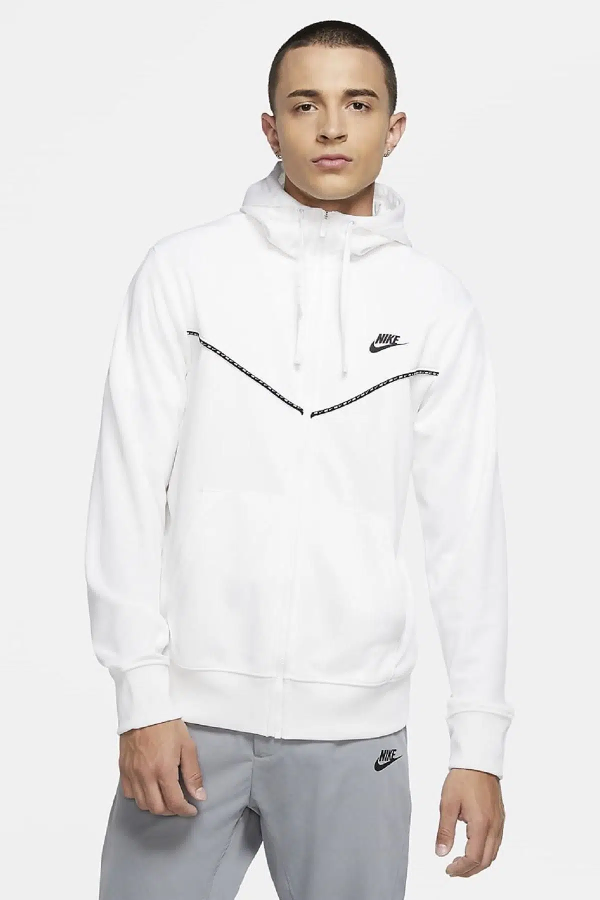 Nike Sportswear Repeat Full Zip Hoodie Kapüşonlu Beyaz Sweatshirt