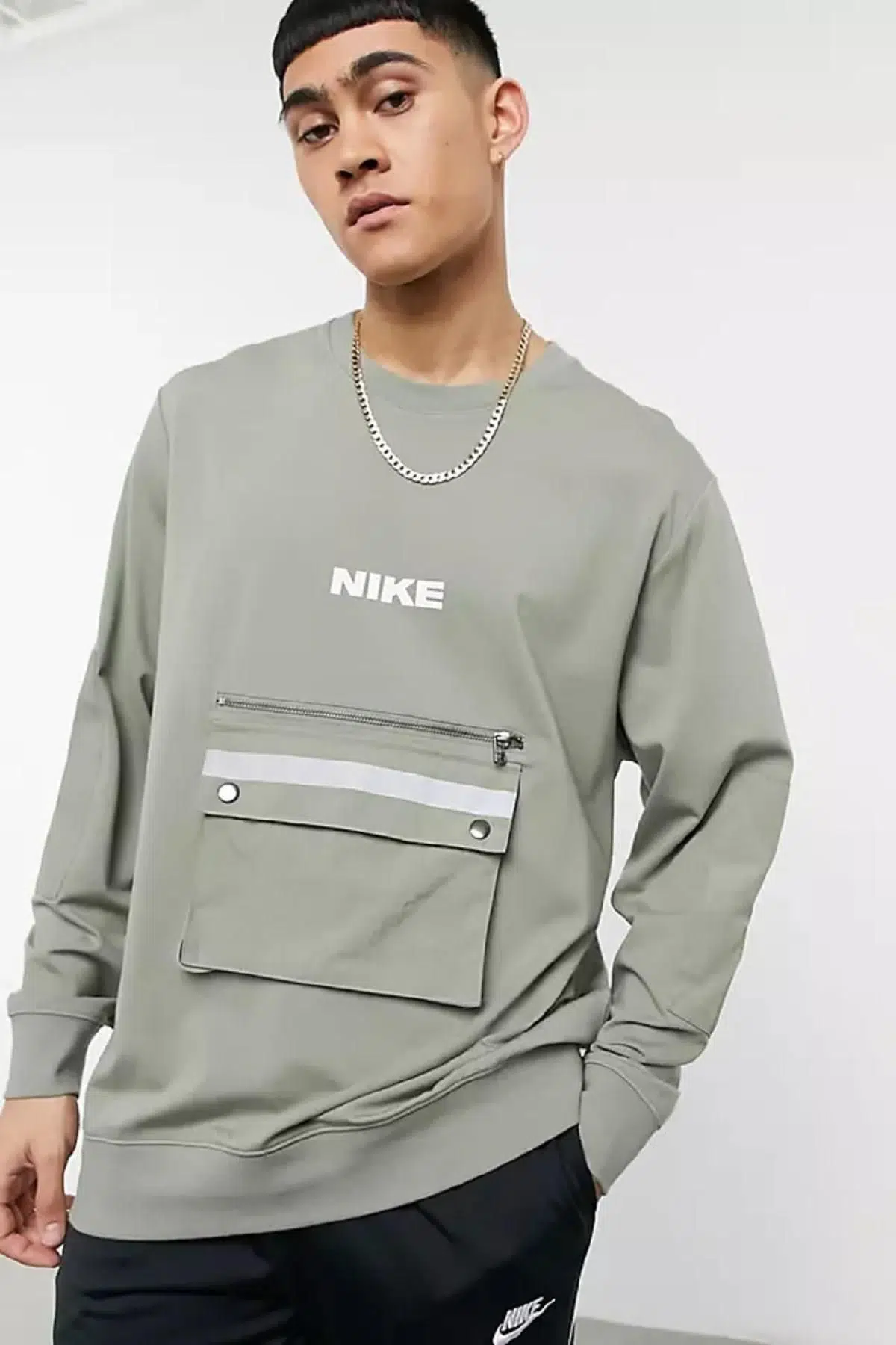 Nike City Made Fleece Crew Erkek Haki Sweatshirt