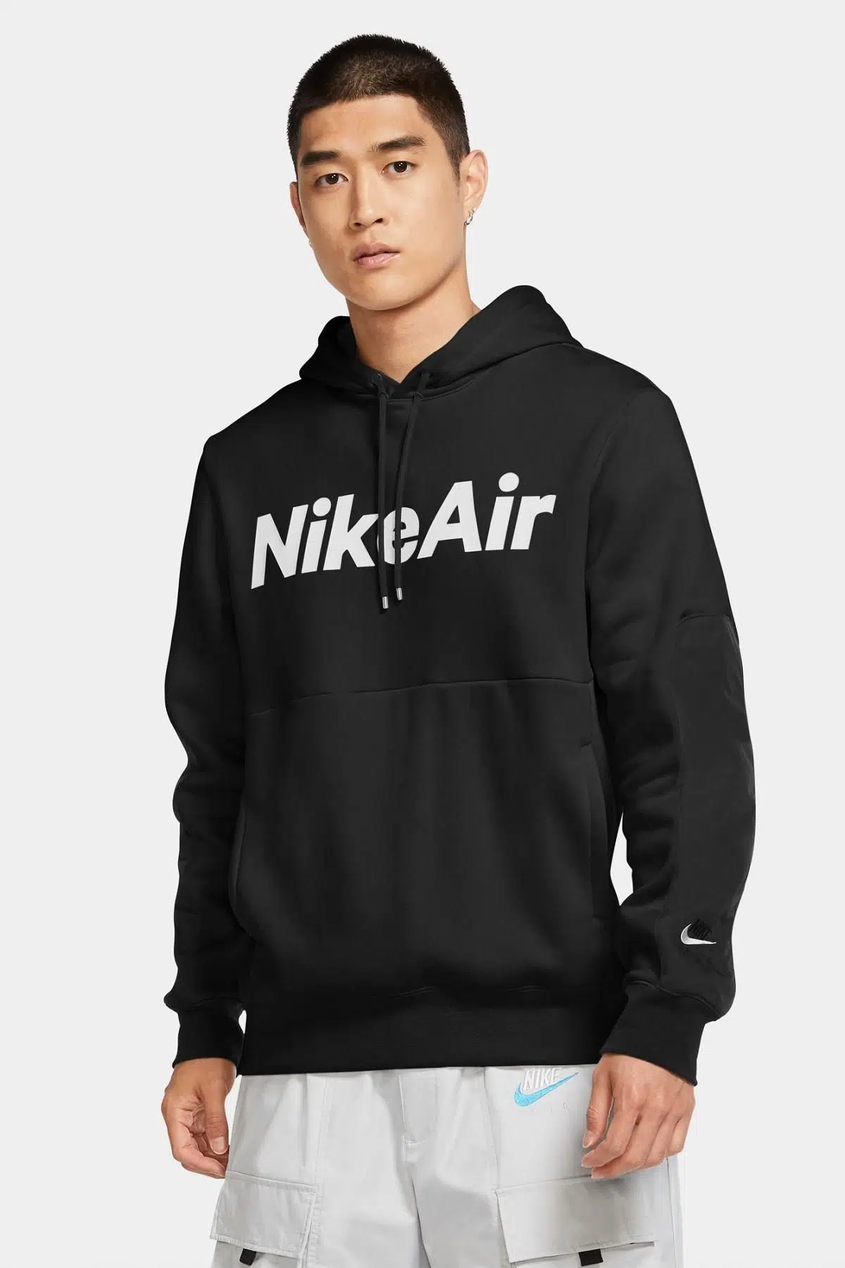 Nike Air Fleece Hoodie Big Air Logo Kapüşonlu Sweatshirt Siyah