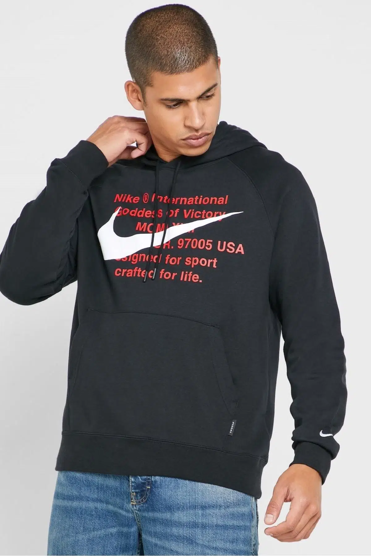 Nike Sportswear Swoosh Hoodie Kapüşonlu Siyah Swetshirt