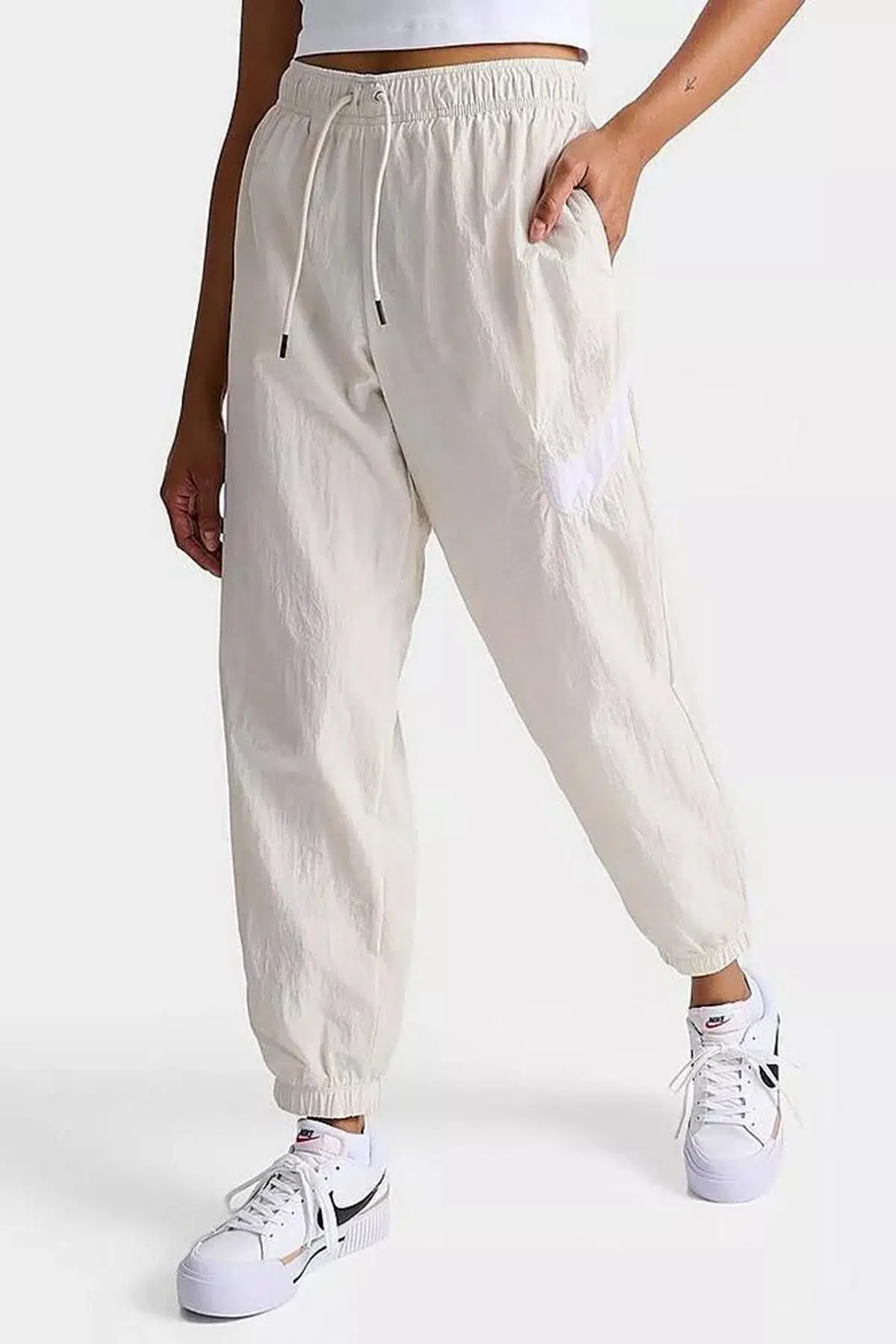 Nike Sportswear Essential Mid Rise Loose Fit Women's Easy Woven Pants Kadın Büyük Beden Eşofman Altı Krem