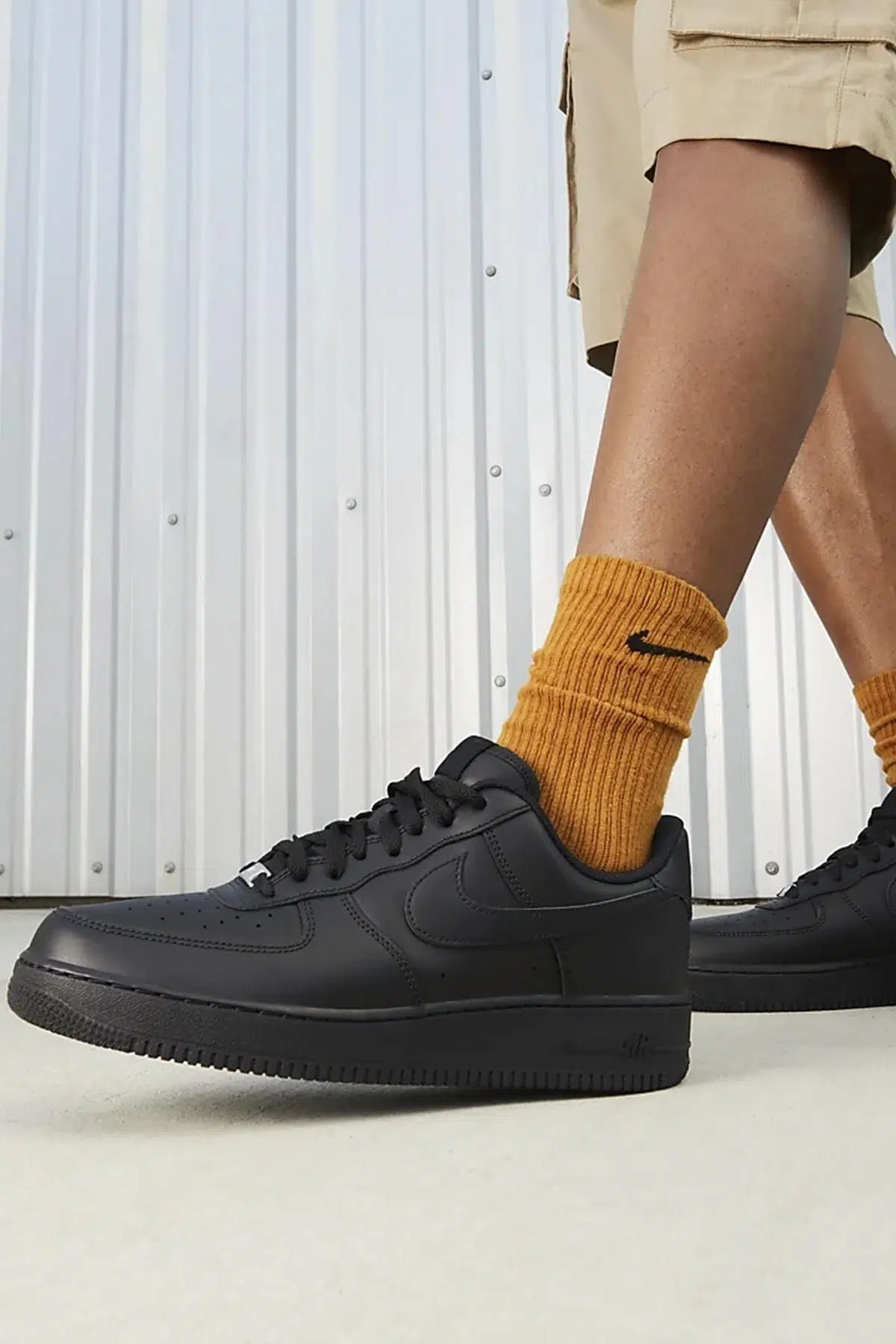 Nike Air Force 1 '07 Leather Mens Sneaker Swoosh Hakiki Deri Günlük Spor Ayakkabı Siyah