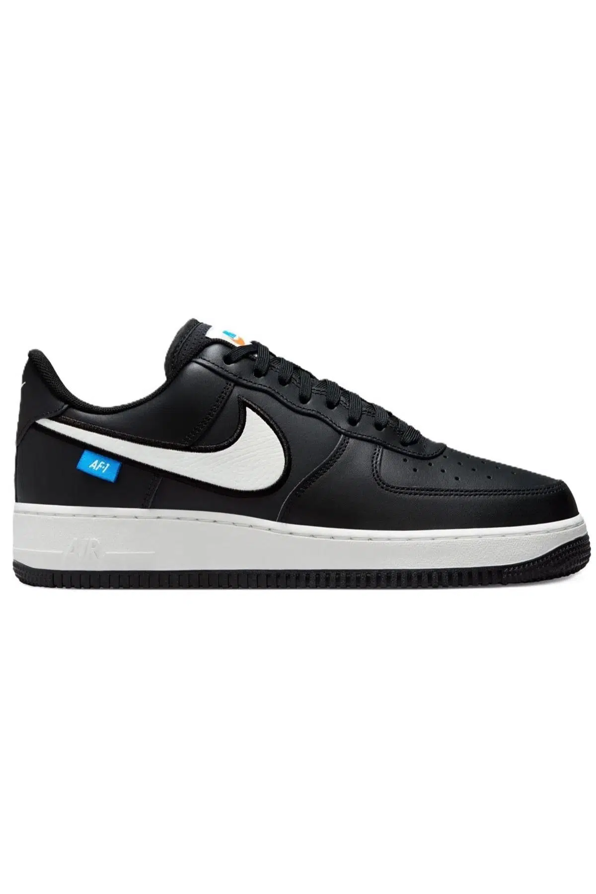 Nike Air Force 1 '07 Embroidered Swoosh Logo Leather Mens Sneaker Swoosh Hakiki Deri Günlük Spor Ayakkabı Siyah