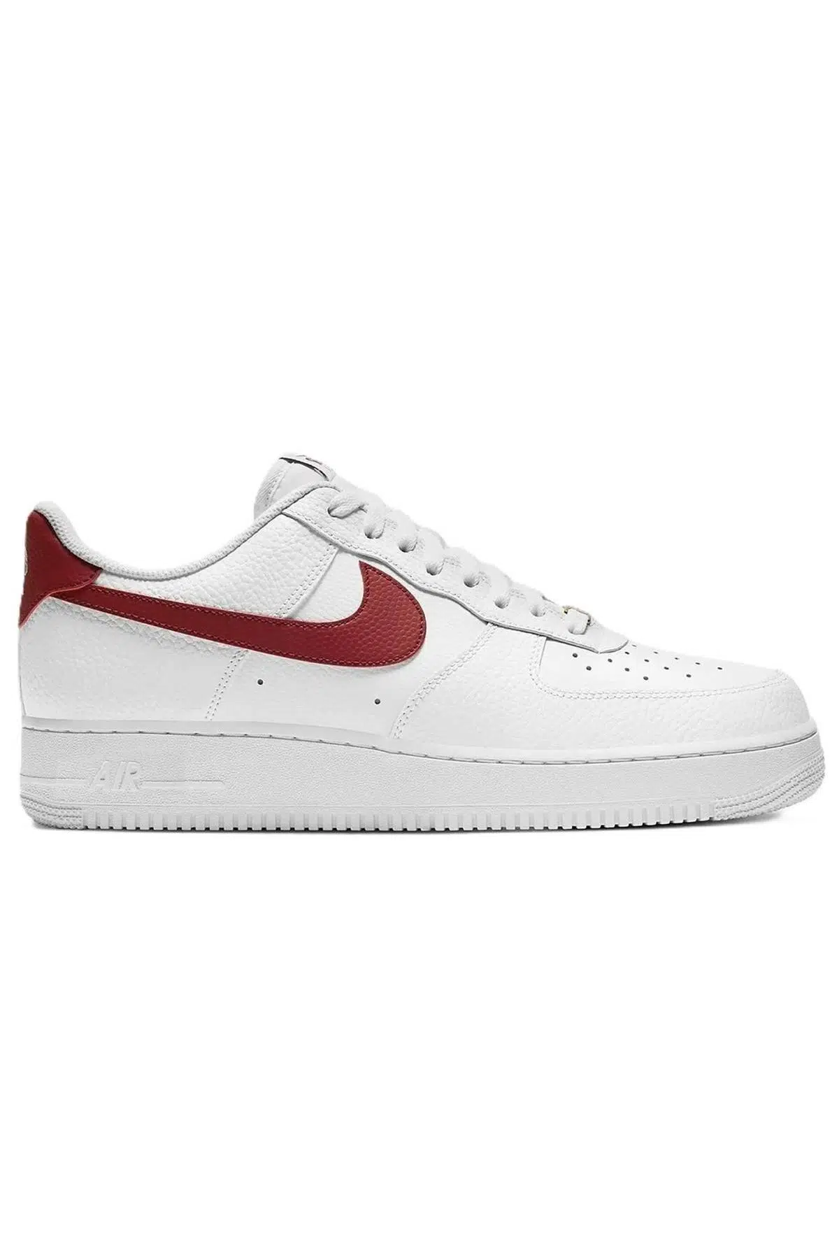 Nike Air Force 1 '07 Leather White Hakiki Deri Erkek Sneaker Beyaz Kırmızı Swoosh