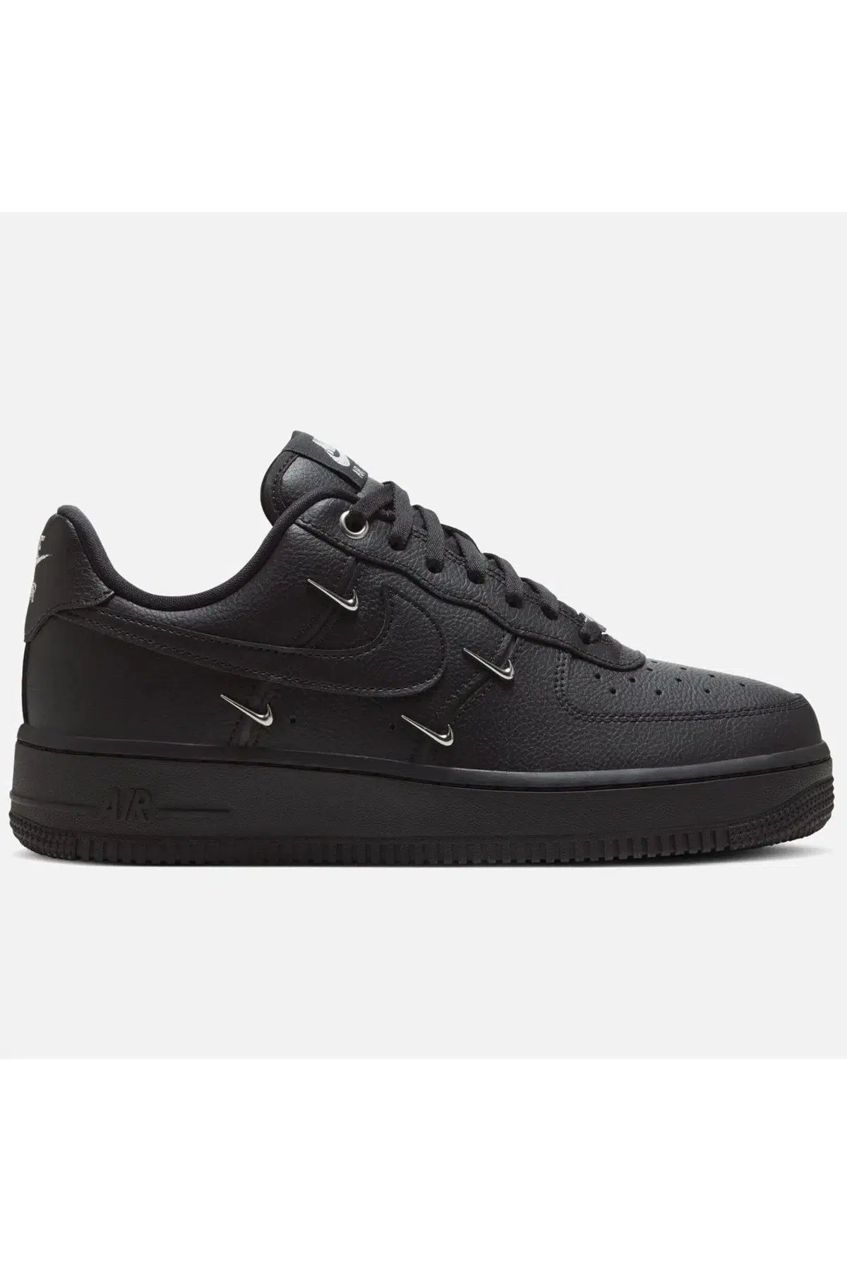 Nike Air Force 1 '07 LX ''Metallic Swooshes'' Leather Sneaker Hakiki Deri Kadın Günlük Spor Ayakkabı Siyah