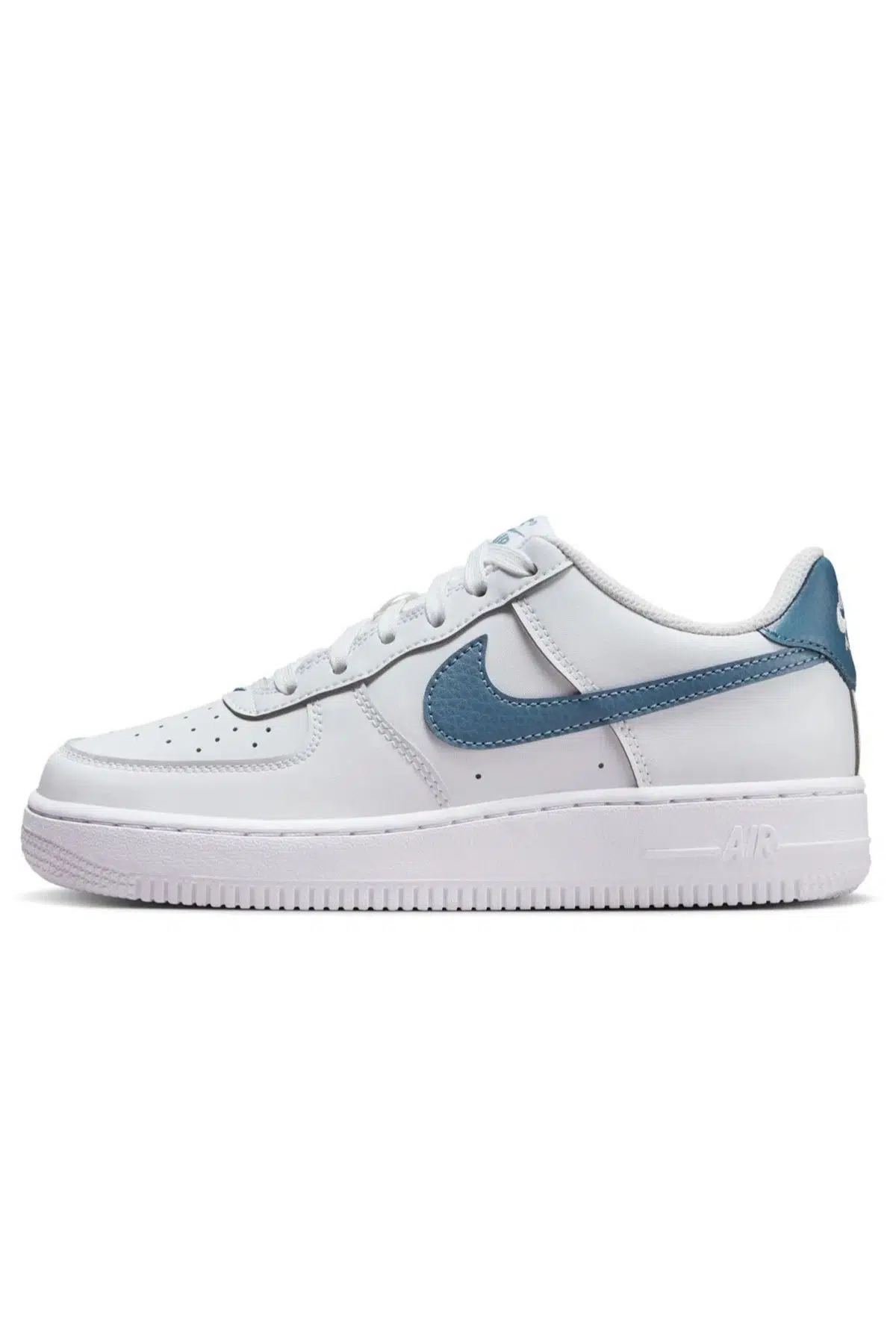Nike Air Force 1 AF1 GS Leather Unisex Sneaker Swoosh Hakiki Deri Günlük Spor Ayakkabı Beyaz Lacivert