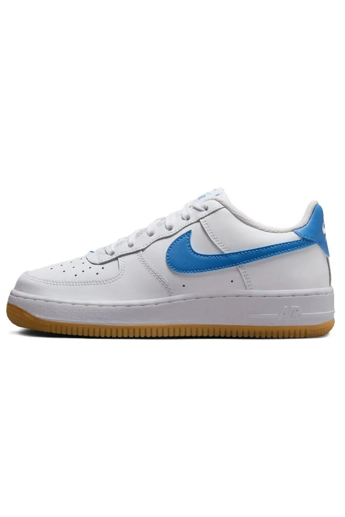 Nike Air Force 1 AF1 GS Leather Unisex Sneaker Swoosh Hakiki Deri Günlük Spor Ayakkabı Beyaz Mavi