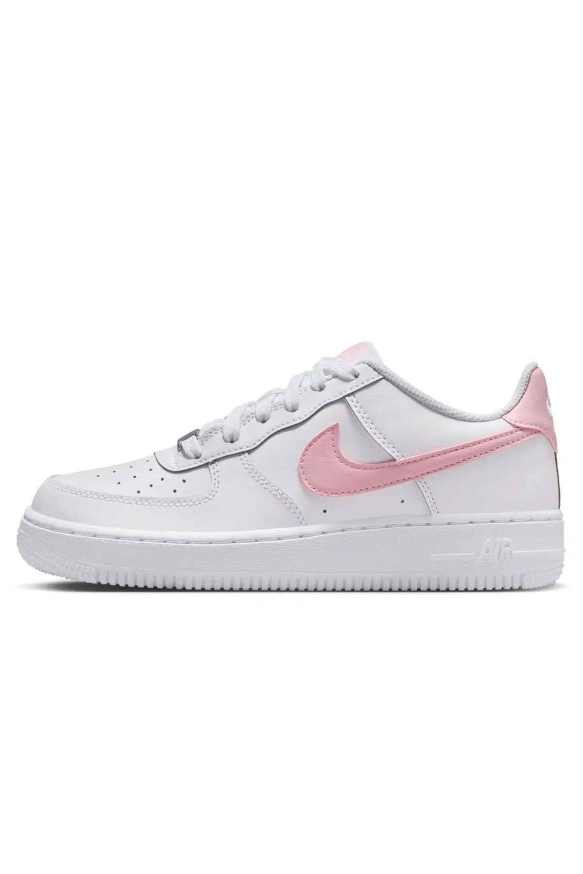 Nike Air Force 1 AF1 GS Leather Unisex Sneaker Swoosh Hakiki Deri Günlük Spor Ayakkabı Beyaz Pembe