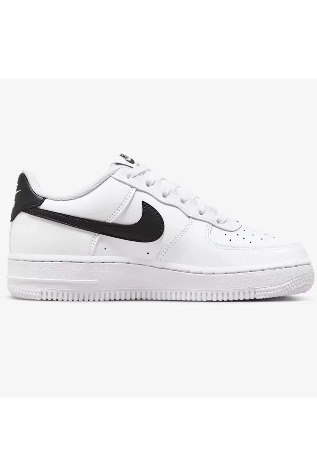 Nike Air Force 1 AF1 GS Leather Unisex Sneaker Swoosh Hakiki Deri Günlük Spor Ayakkabı Beyaz Siyah