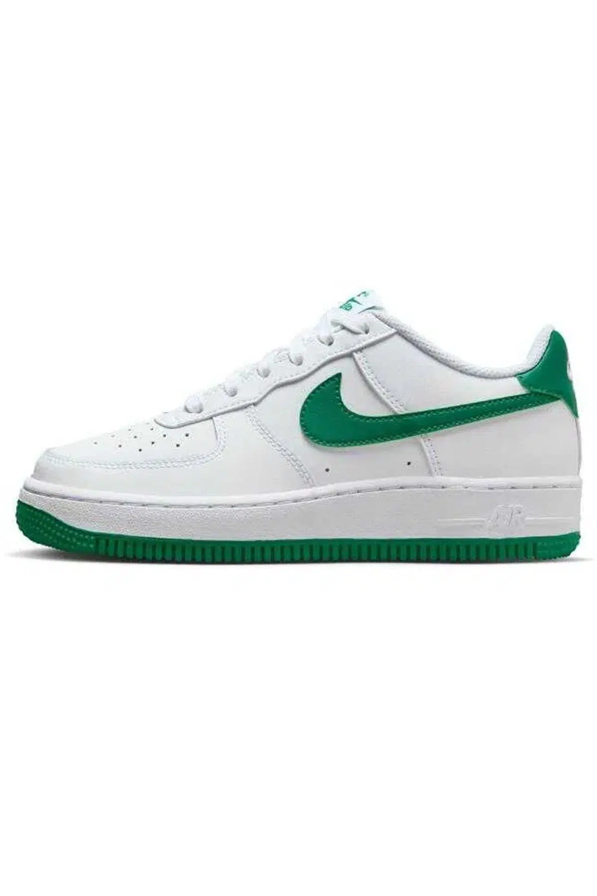 Nike Air Force 1 AF1 GS Leather Unisex Sneaker Green Swoosh Hakiki Deri Günlük Spor Ayakkabı Beyaz Açık Yeşil